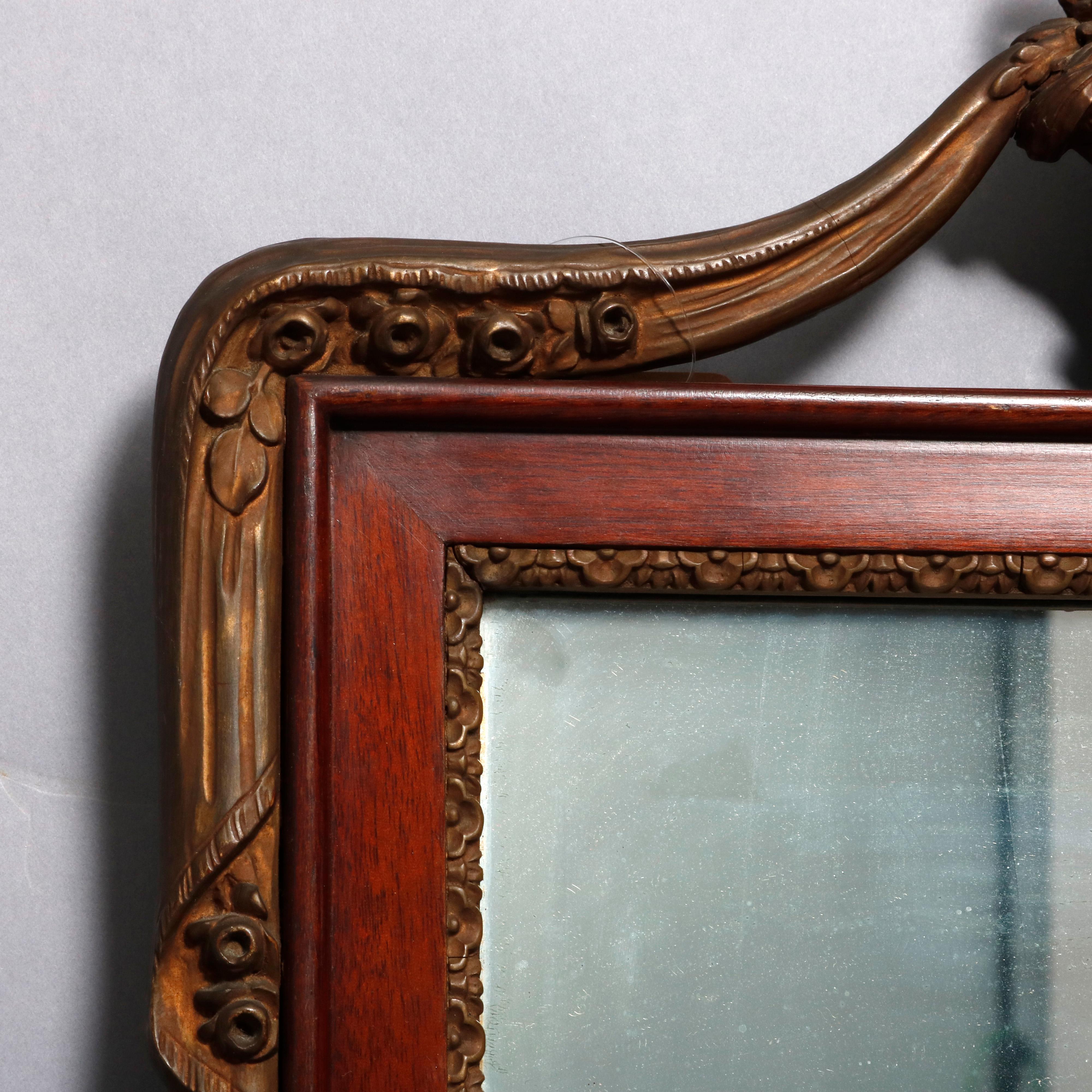 Antique French Neoclassical Parcel Gilt Mahogany Wall Mirror, circa 1920 1