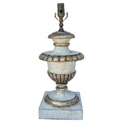 Antique French Neo-Classical Style Carved Gilt Painted Wood Fragment Table Lamp