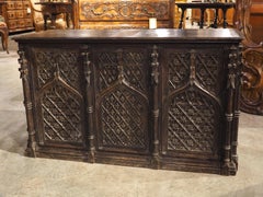 Antique French Neo-Gothic Hand Carved Oak Trunk, 19th Century and Earlier