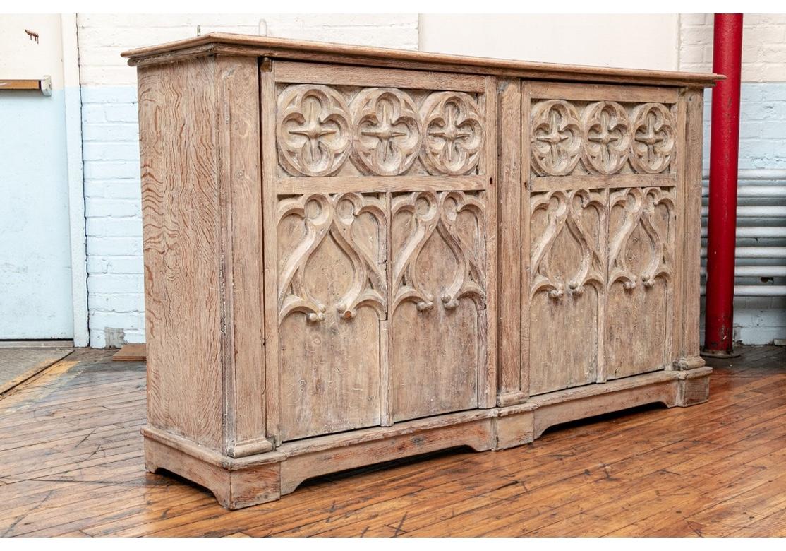 Antique French Neo-Gothic Style Carved Oak Cabinet 9