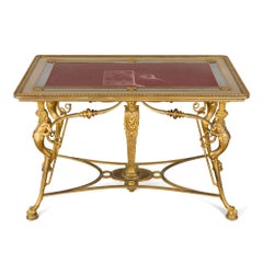 Ancienne table centrale néo-grec française en marbre et bronze doré de Barbedienne