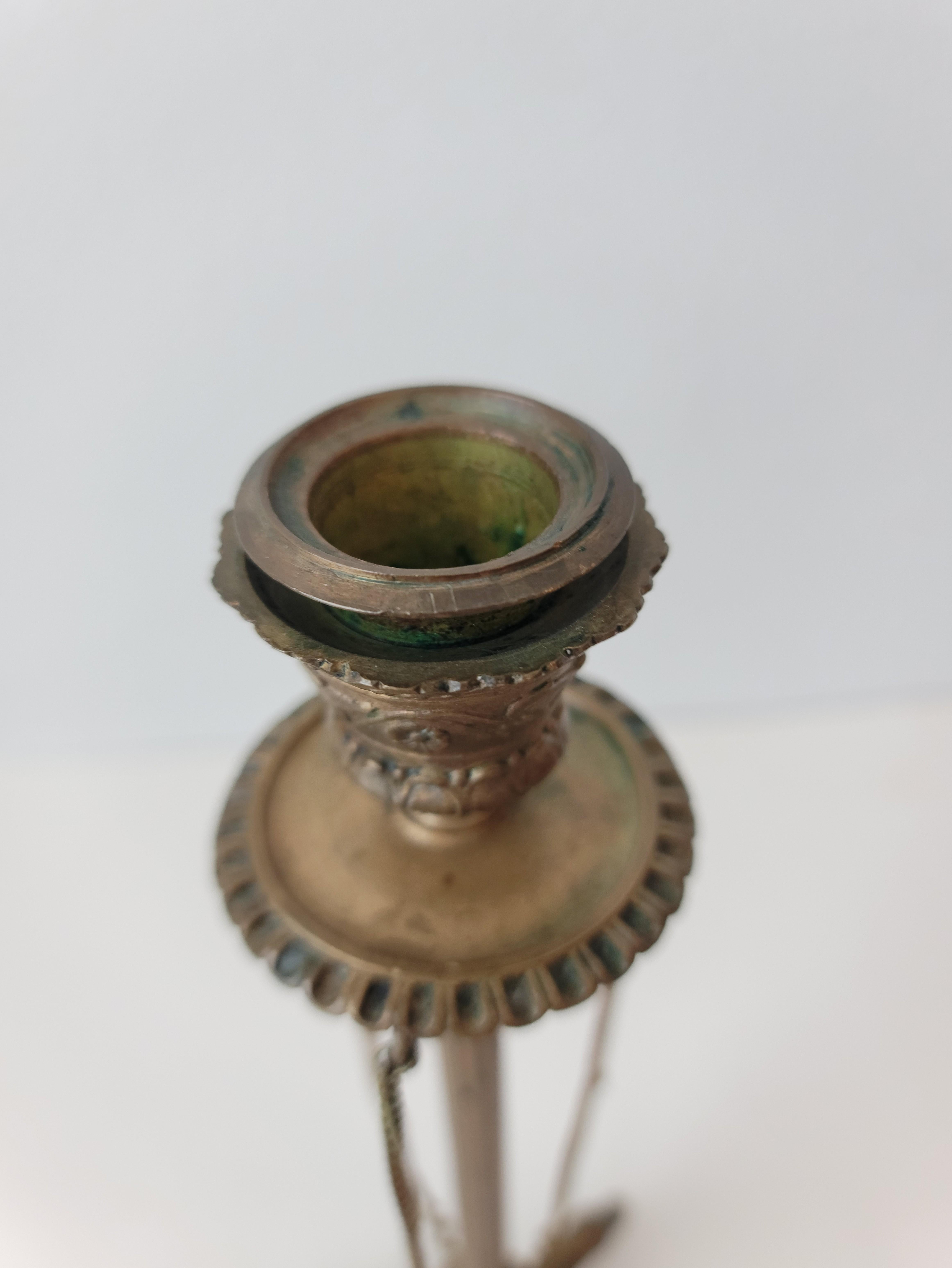 Antique French Neo-Pompeian Bronze Candlestick Pair Ferdinand Barbedienne 6