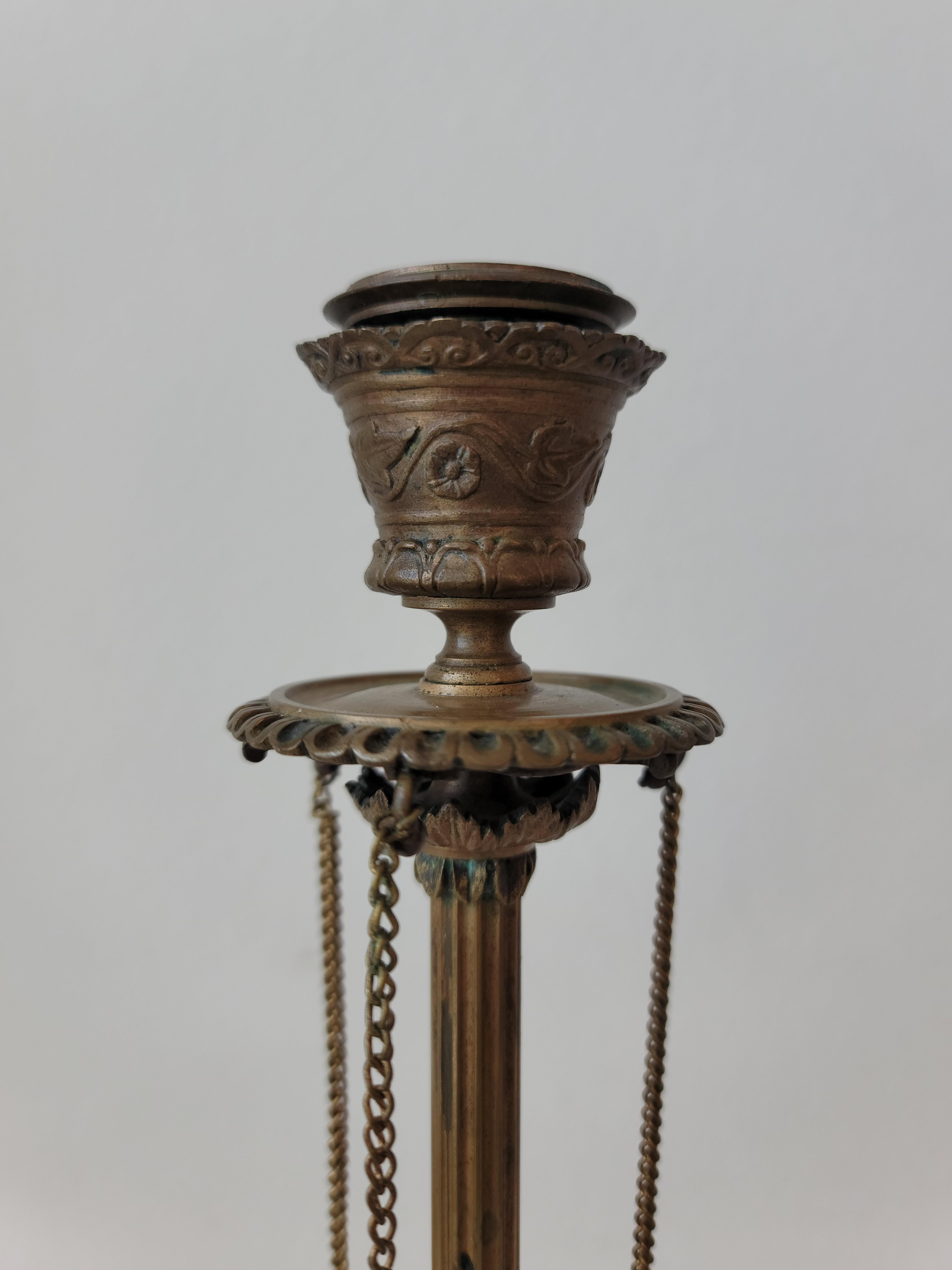 Antique French Neo-Pompeian Bronze Candlestick Pair Ferdinand Barbedienne 7