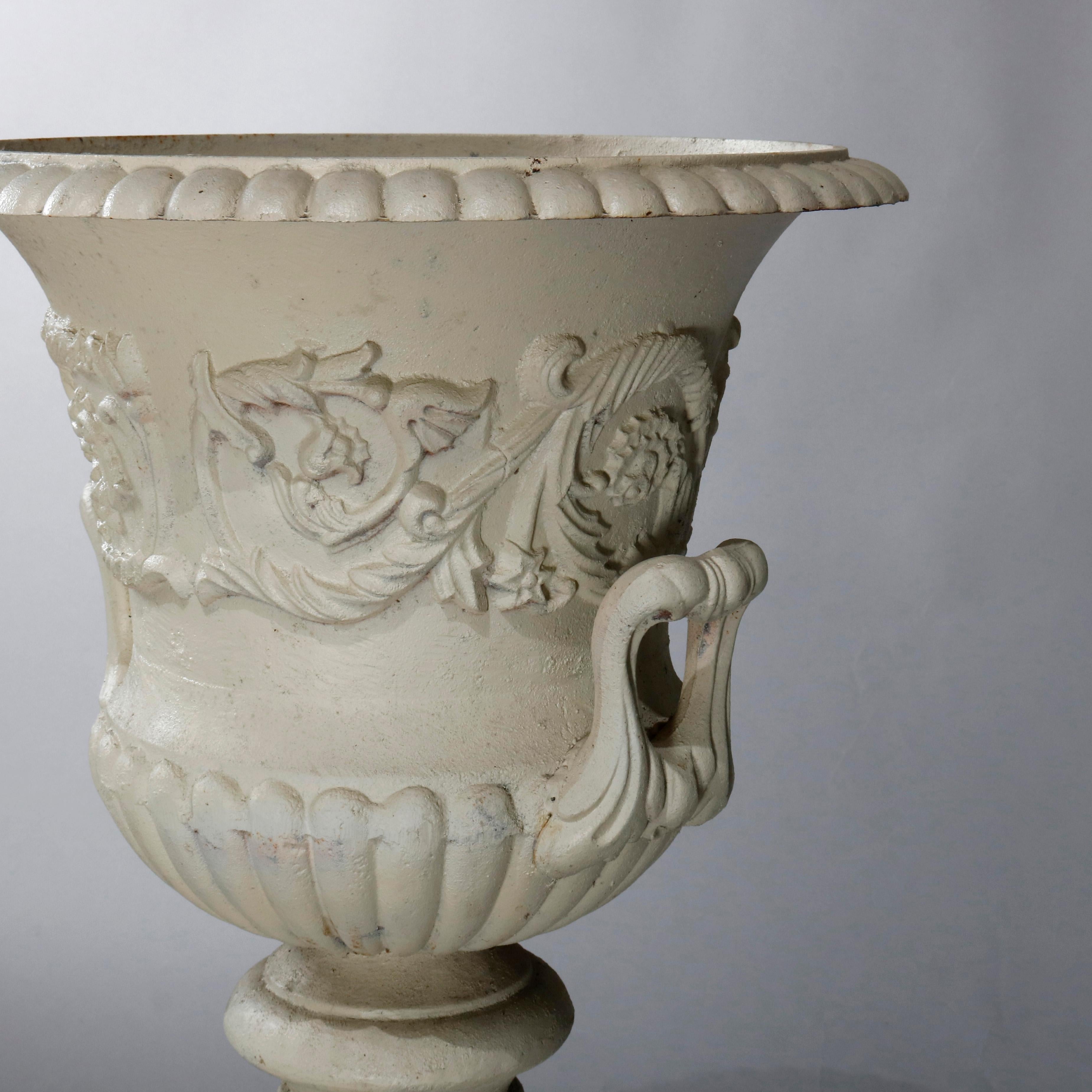 Antique French Neoclassical 2-Piece Cast Iron Garden Urn, 20th Century 1