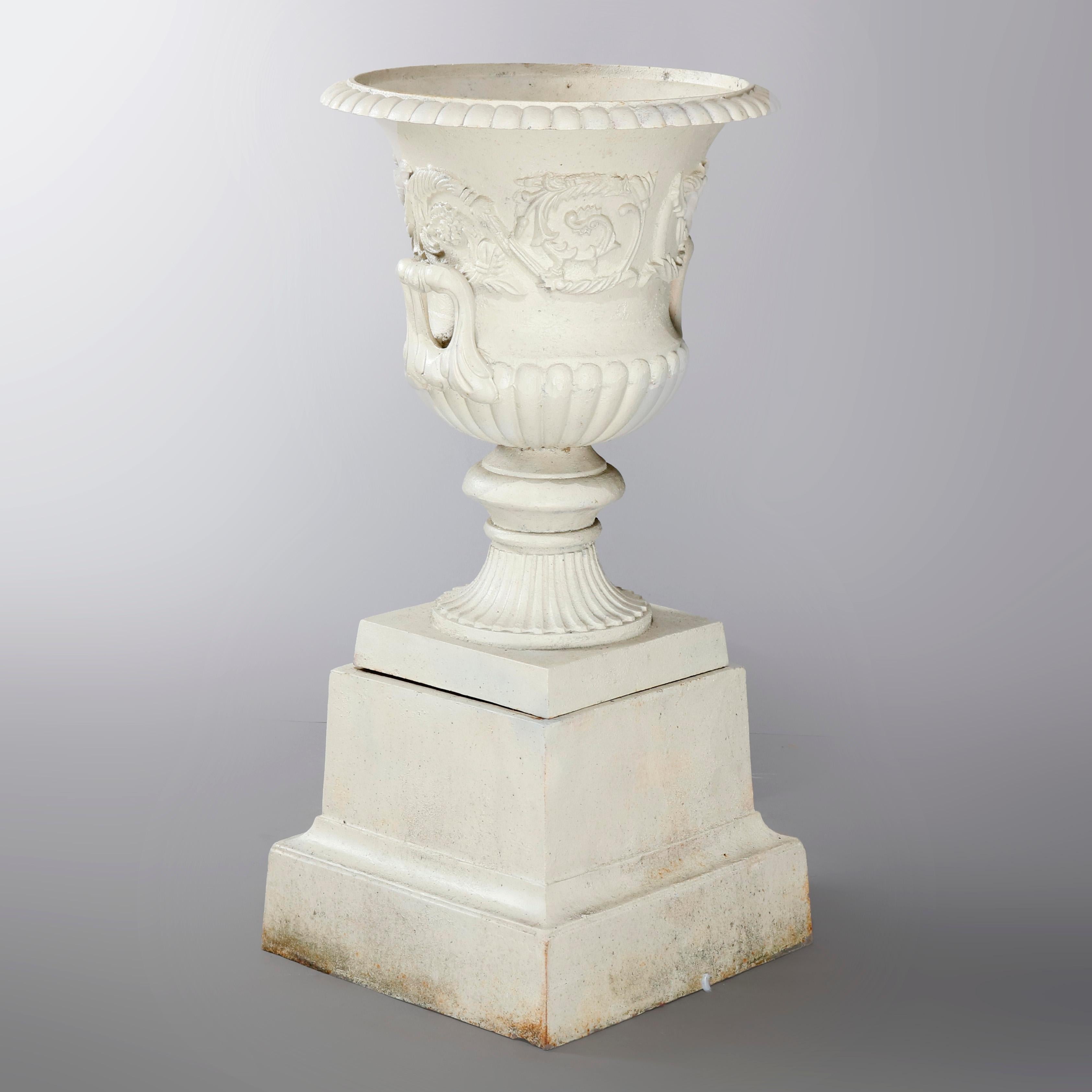 Antique French Neoclassical 2-Piece Cast Iron Garden Urn, 20th Century 2