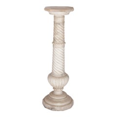 Antique French Neoclassical Alabaster Pedestal