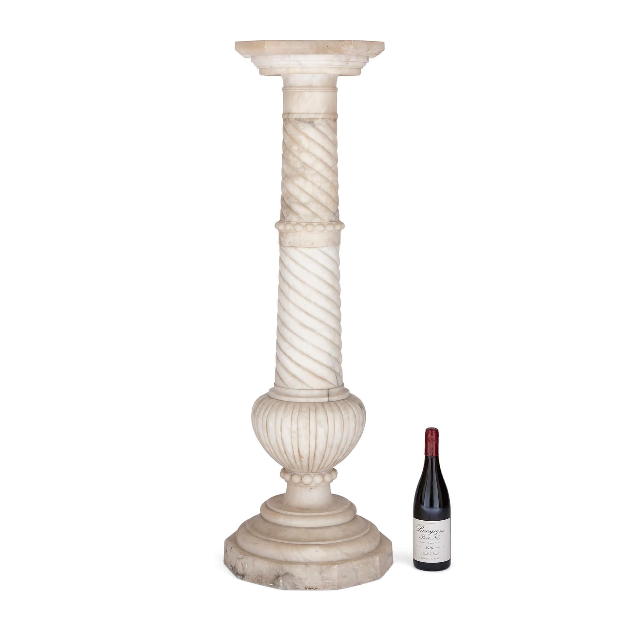 Antique French Neoclassical Alabaster Pedestal For Sale 2