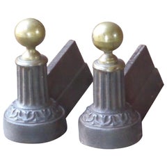 Antique French Neoclassical Andirons, 19th Century