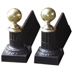 Antique French Neoclassical Andirons, 19th Century