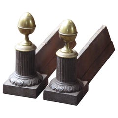 Antique French Neoclassical Andirons, 19th Century