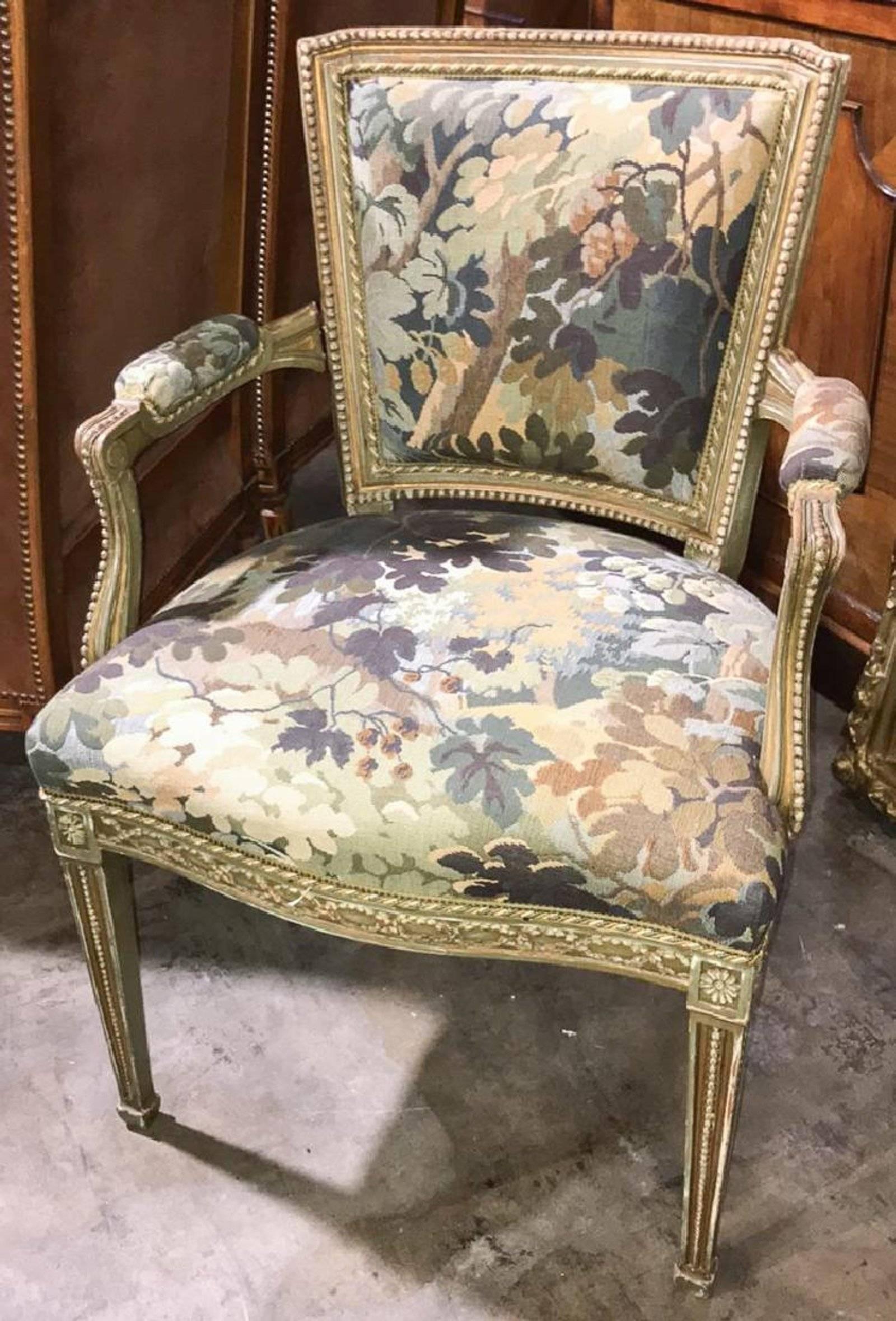 Carved Antique French Neoclassical Armchair