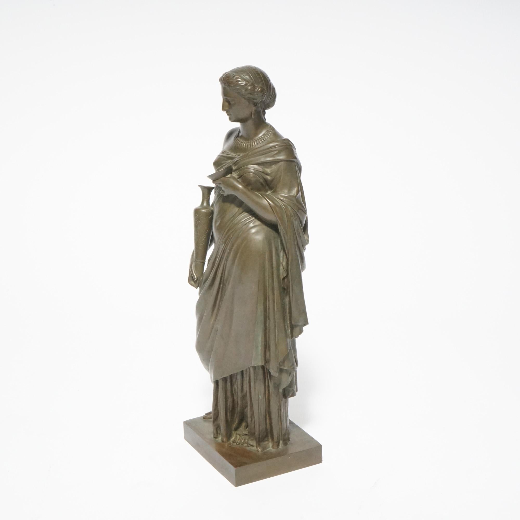 Antique French Neoclassical Barbedienne Bronze Sculpture Statue, 19th C In Good Condition In Big Flats, NY