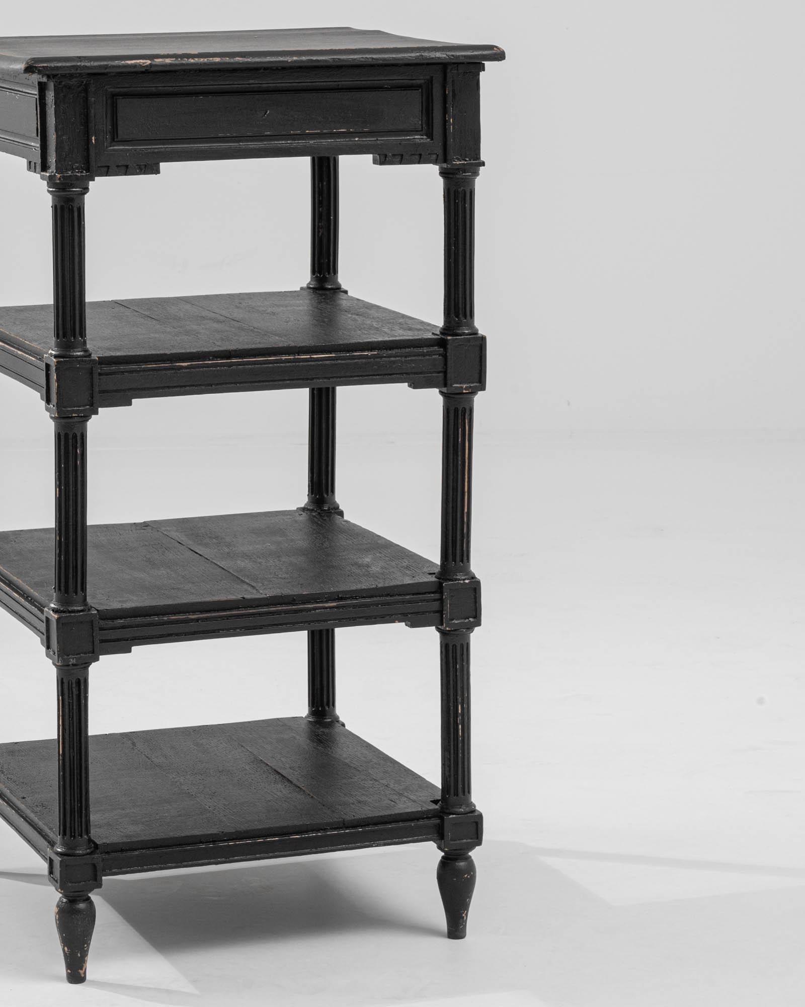 20th Century Antique French Neoclassical Black Lacquer Shelf For Sale