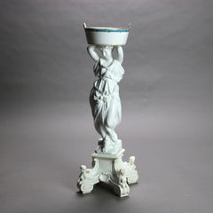 Antique French Neoclassical Blanc De Chine Figural Porcelain Compote C1890