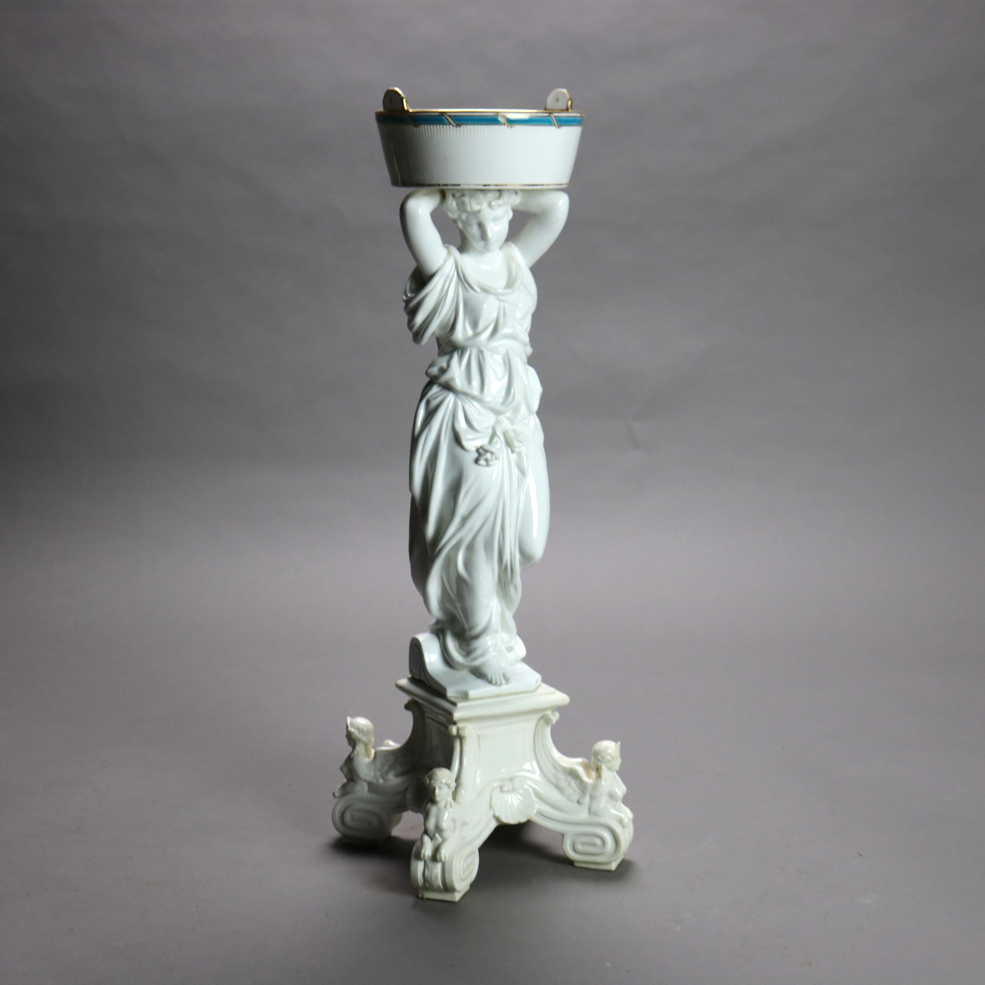 XIXe siècle Compotier néoclassique français ancien Blanc de Chine figuratif en porcelaine C1890 en vente