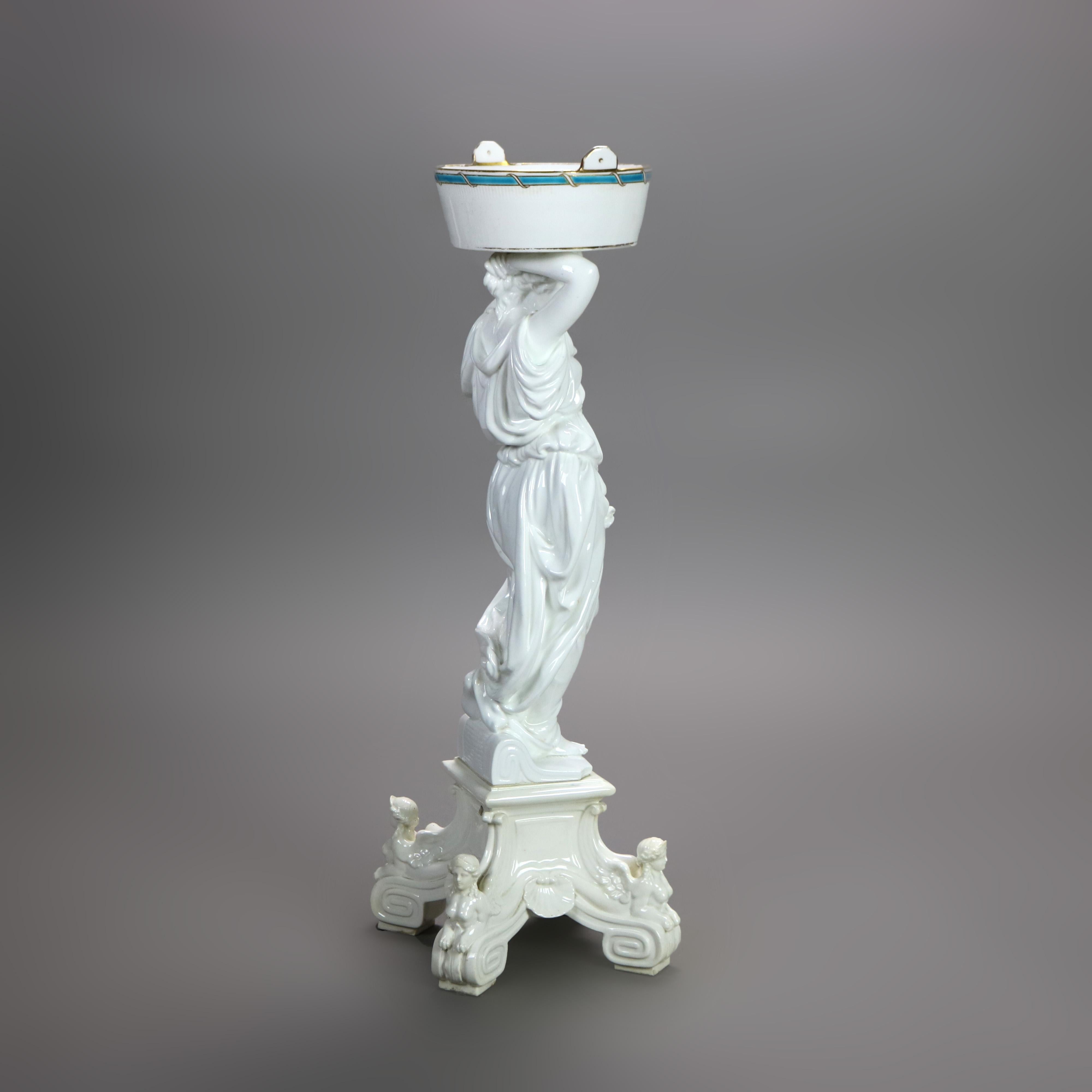 Compotier néoclassique français ancien Blanc de Chine figuratif en porcelaine C1890 en vente 1
