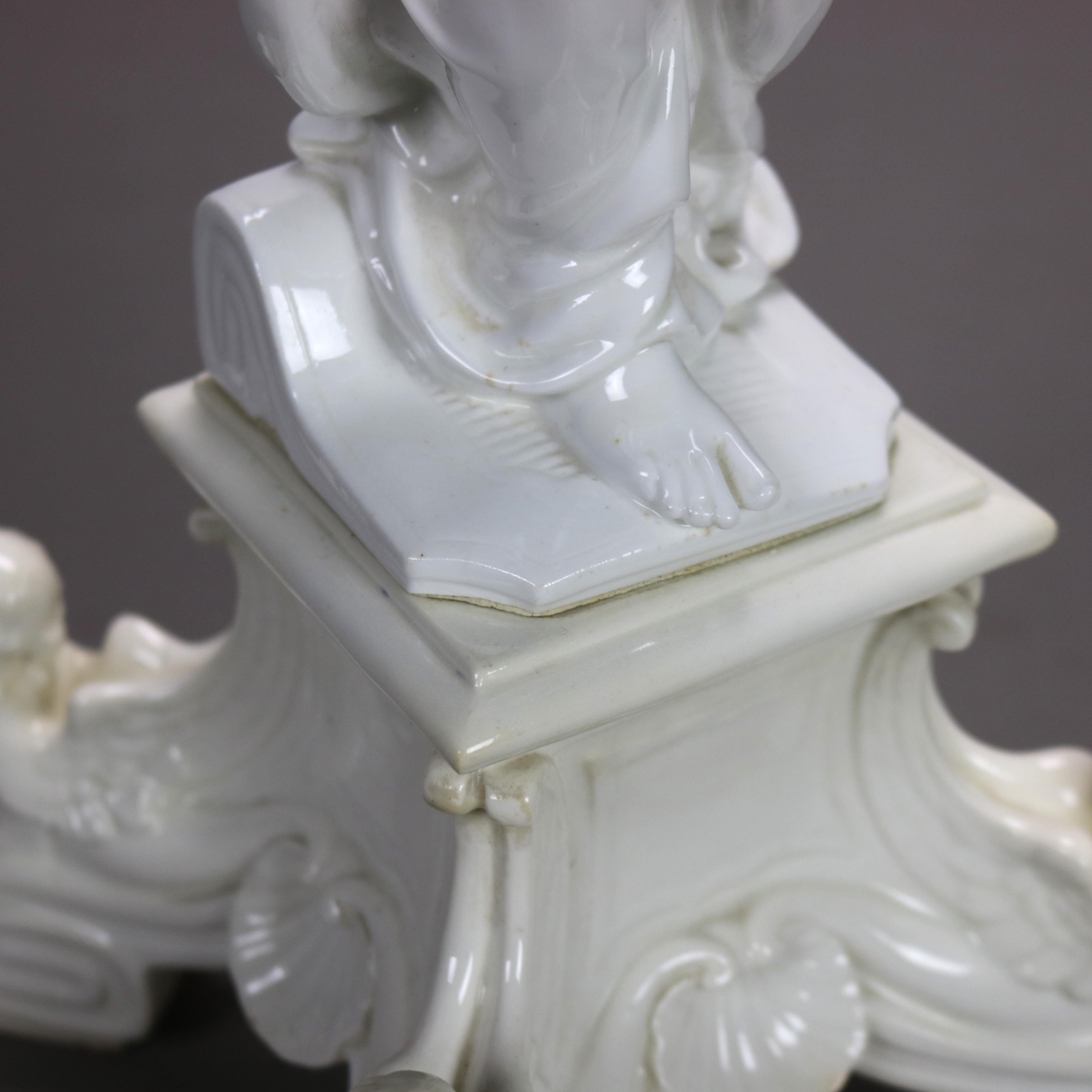 Compotier néoclassique français ancien Blanc de Chine figuratif en porcelaine C1890 en vente 2