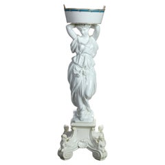 Antique French Neoclassical Blanc De Chine Figural Porcelain Compote C1890