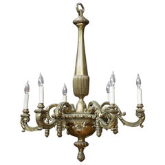 Antique French Neoclassical Brass Chandelier