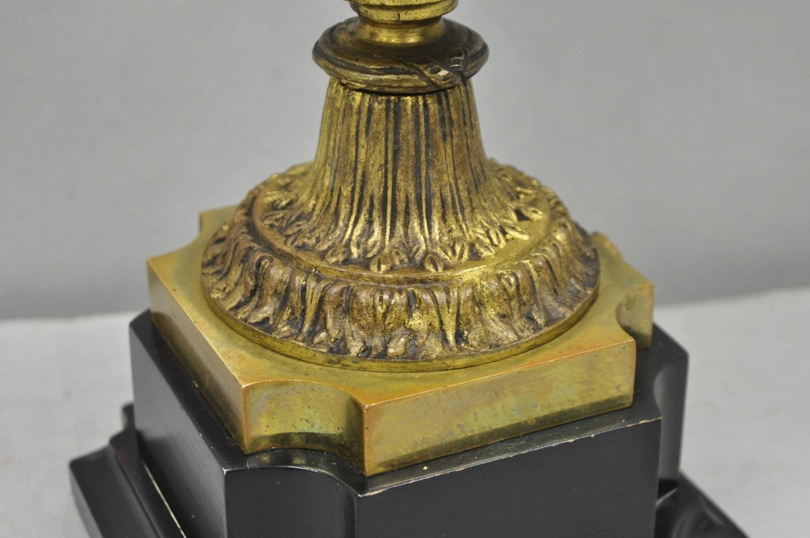 Antique French Neoclassical Bronze Lion Ormolu Diamond Cut Glass Urn Table Lamp For Sale 7