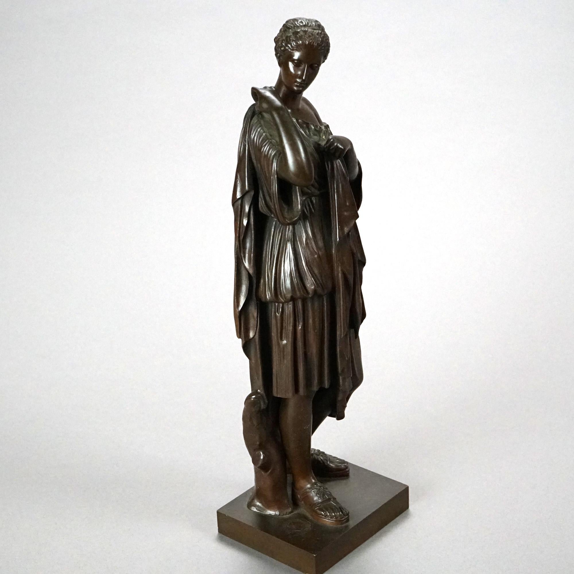 Antique French Neoclassical Bronze, Statue of a Classical Woman, Circa 1890 In Good Condition In Big Flats, NY