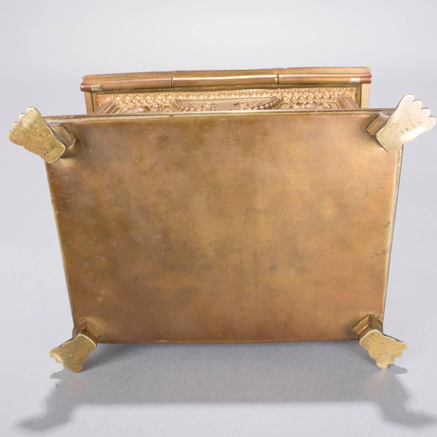 Antique French Neoclassical Bronzed White Metal High Relief Jewelry Casket 7