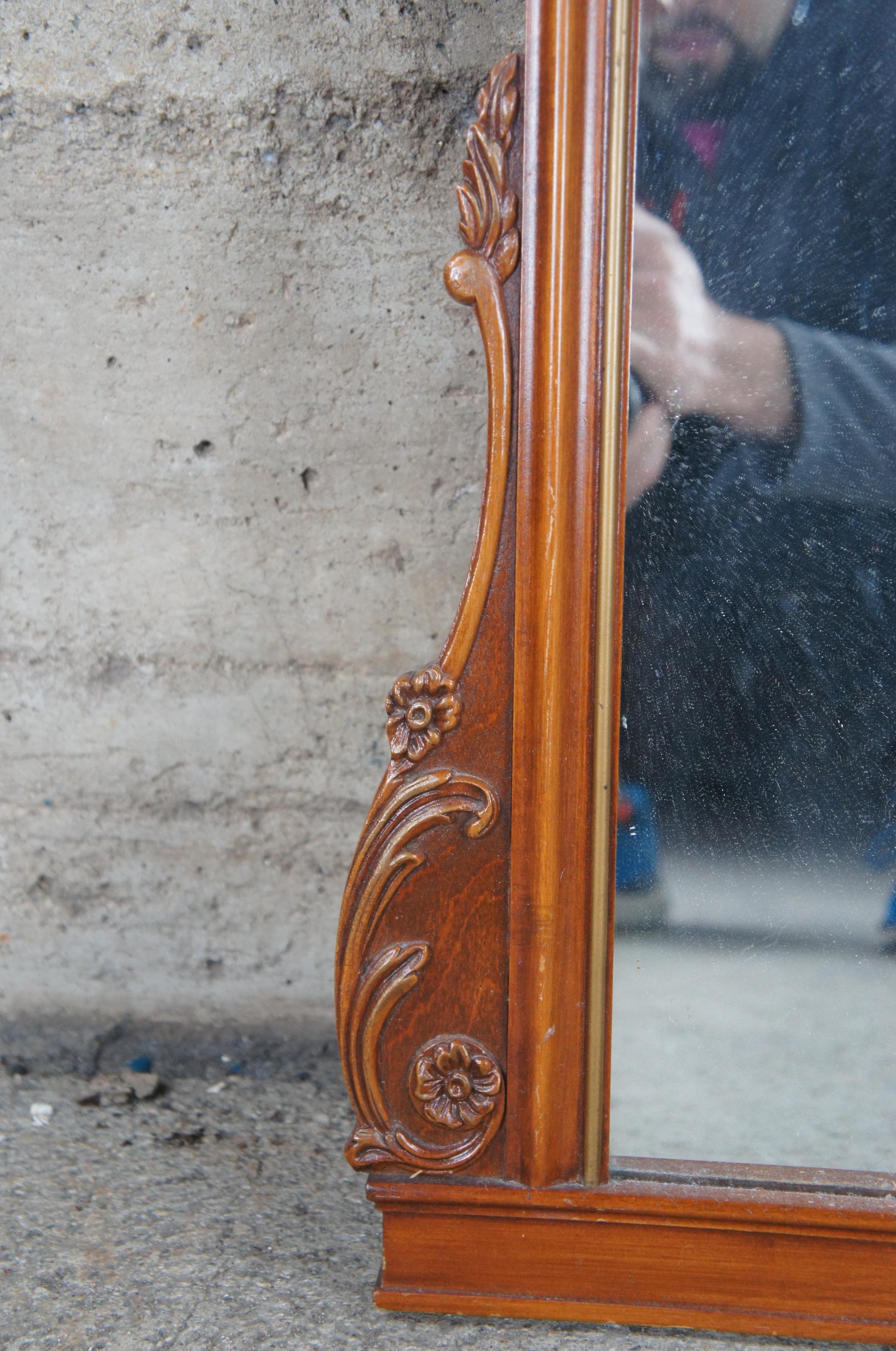 Antique French Neoclassical Carved Walnut Vanity Overmantle Mirror 47