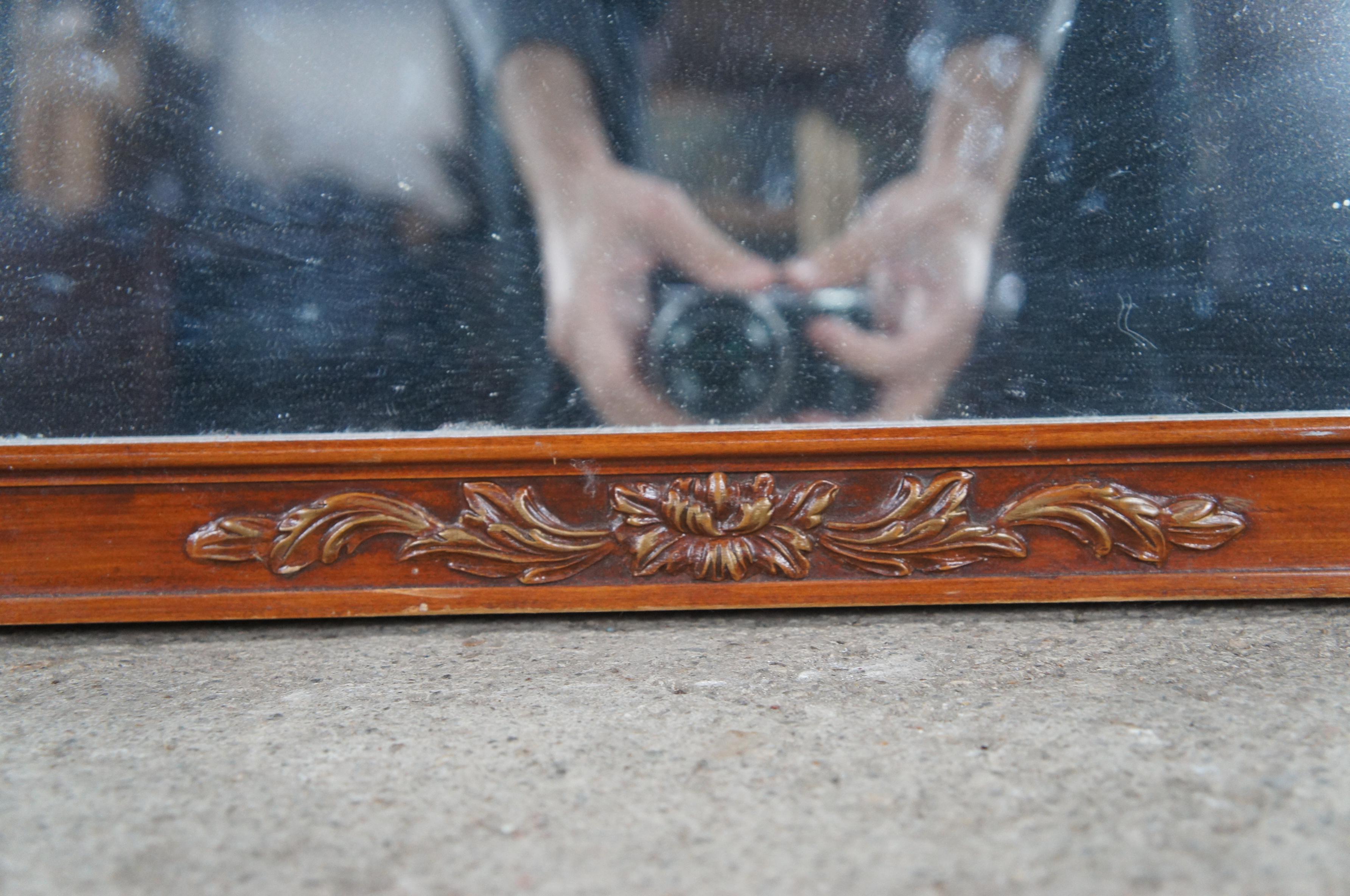 Antique French Neoclassical Carved Walnut Vanity Overmantle Mirror 47