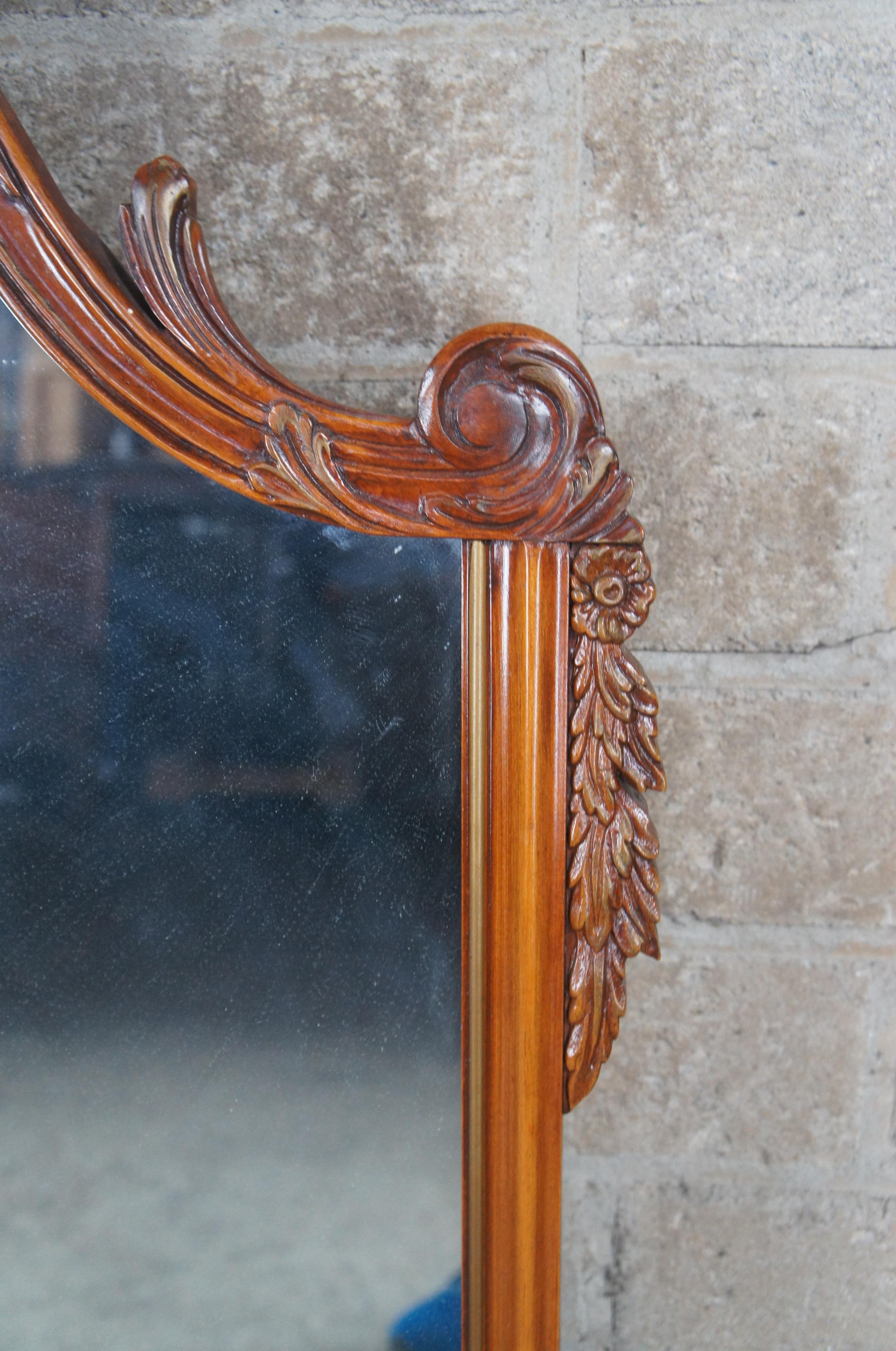 Antique French Neoclassical Carved Walnut Vanity Overmantle Mirror 47