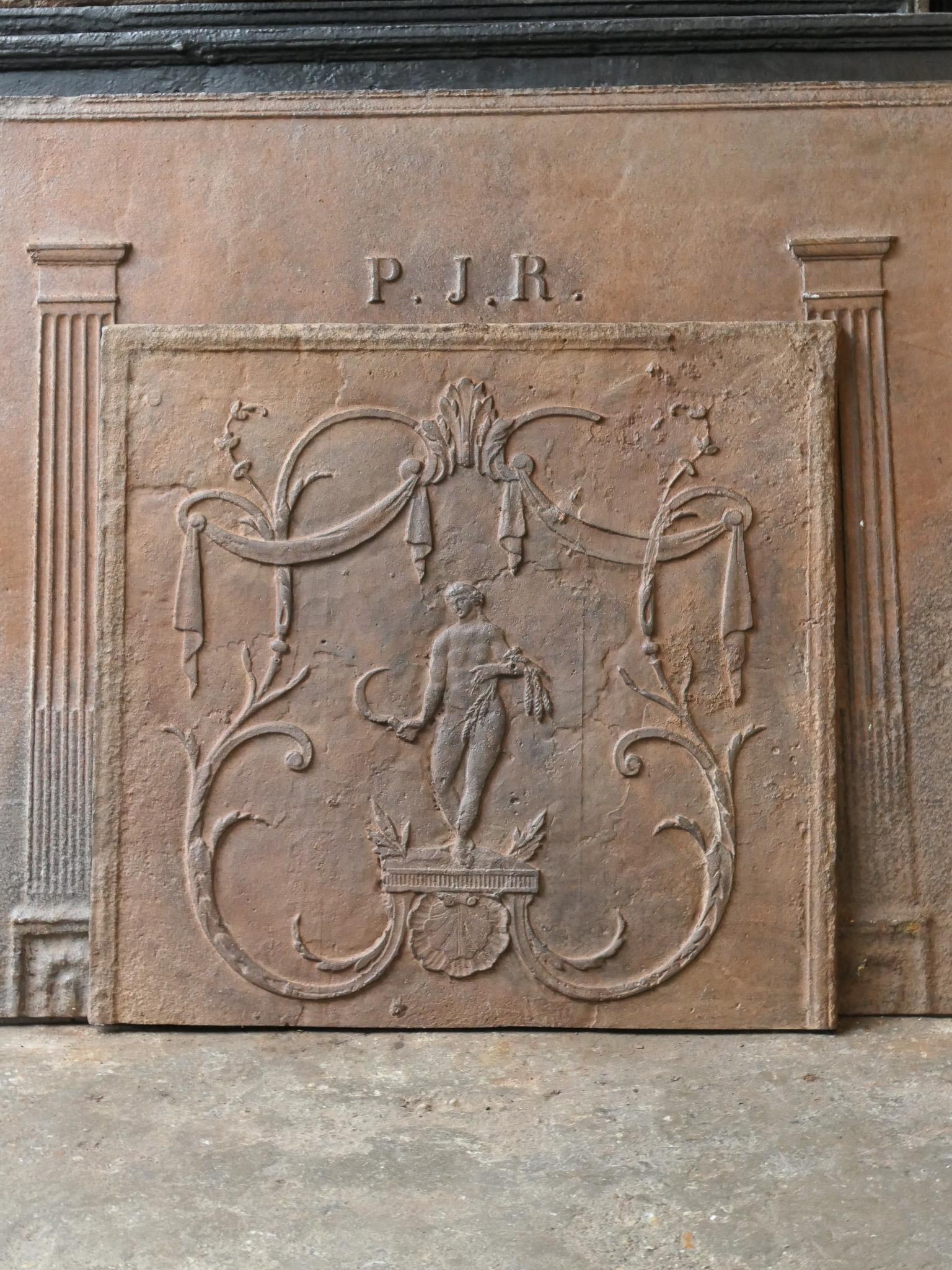 Cast Antique French Neoclassical 'Ceres' Fireback / Backsplash, Early 19th Century For Sale