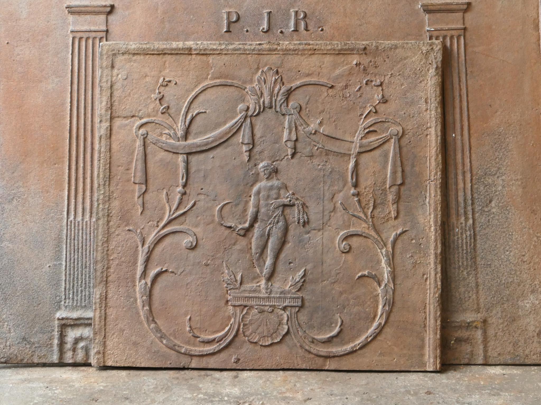 Iron Antique French Neoclassical 'Ceres' Fireback / Backsplash, Early 19th Century For Sale