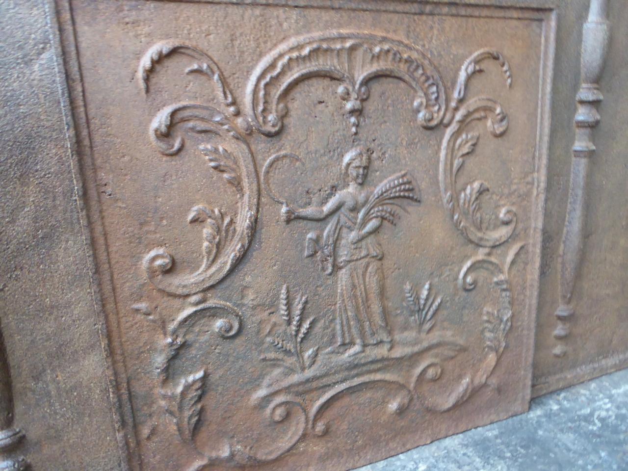 Iron Antique French Neoclassical 'Ceres' Fireback