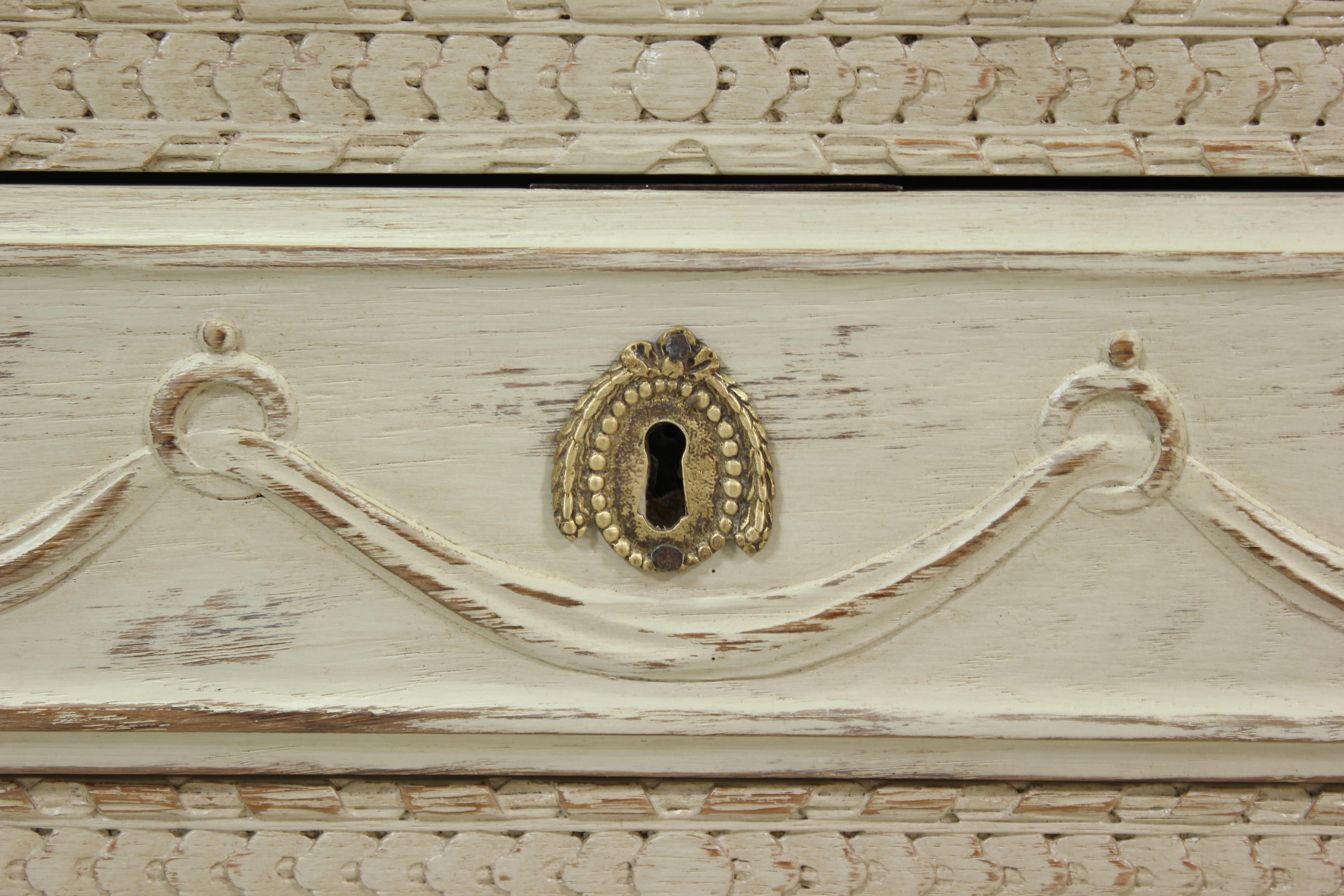 Brass Antique French Neoclassical Chest of Drawers