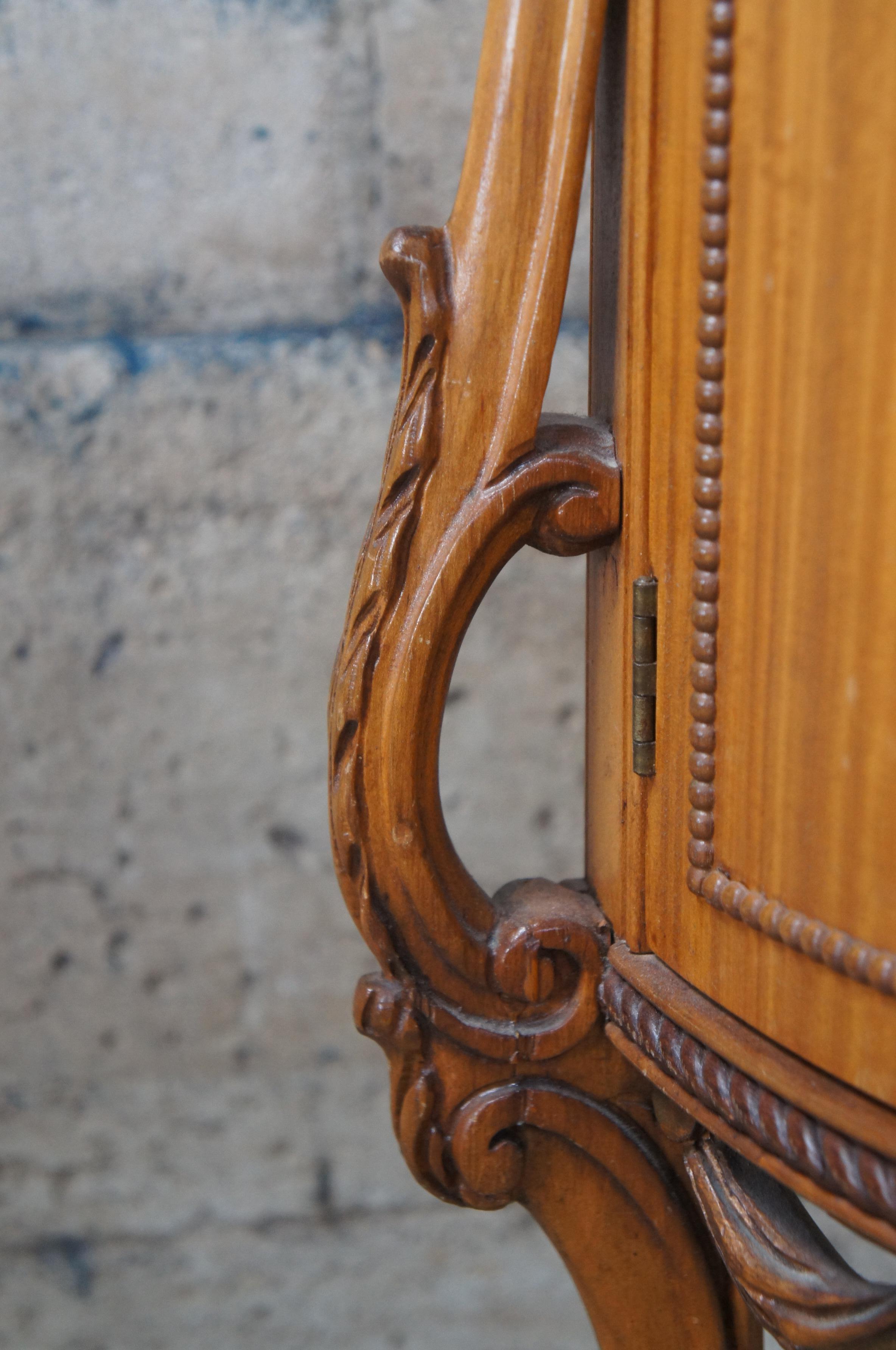 Antique French Neoclassical Demilune Satinwood Marble Cabinet Mesas Auxiliares en venta 2