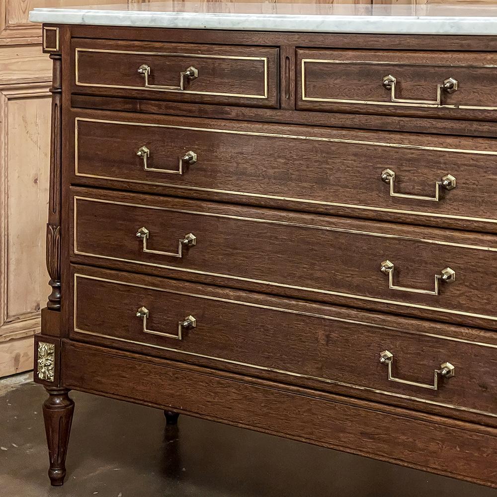 Antique French Neoclassical Directoire Commode with Carrara Marble Top 11