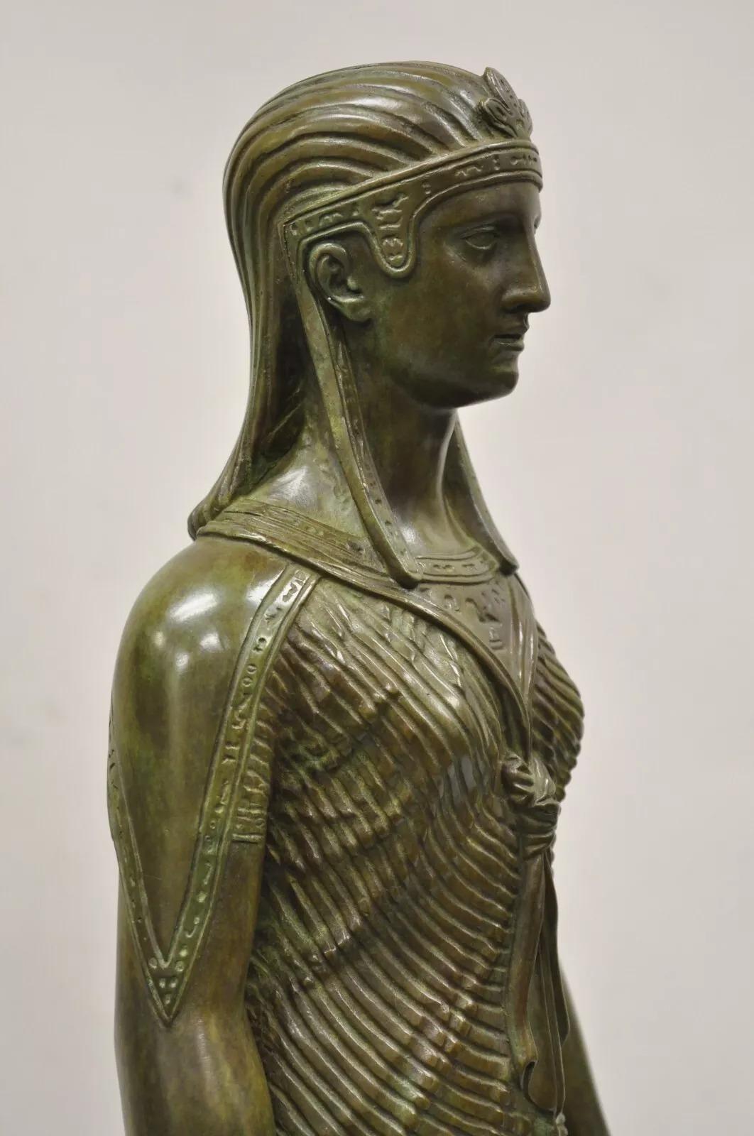 Antique French Neoclassical Egyptian Bronze Woman Figure Statue Sculpture For Sale 5