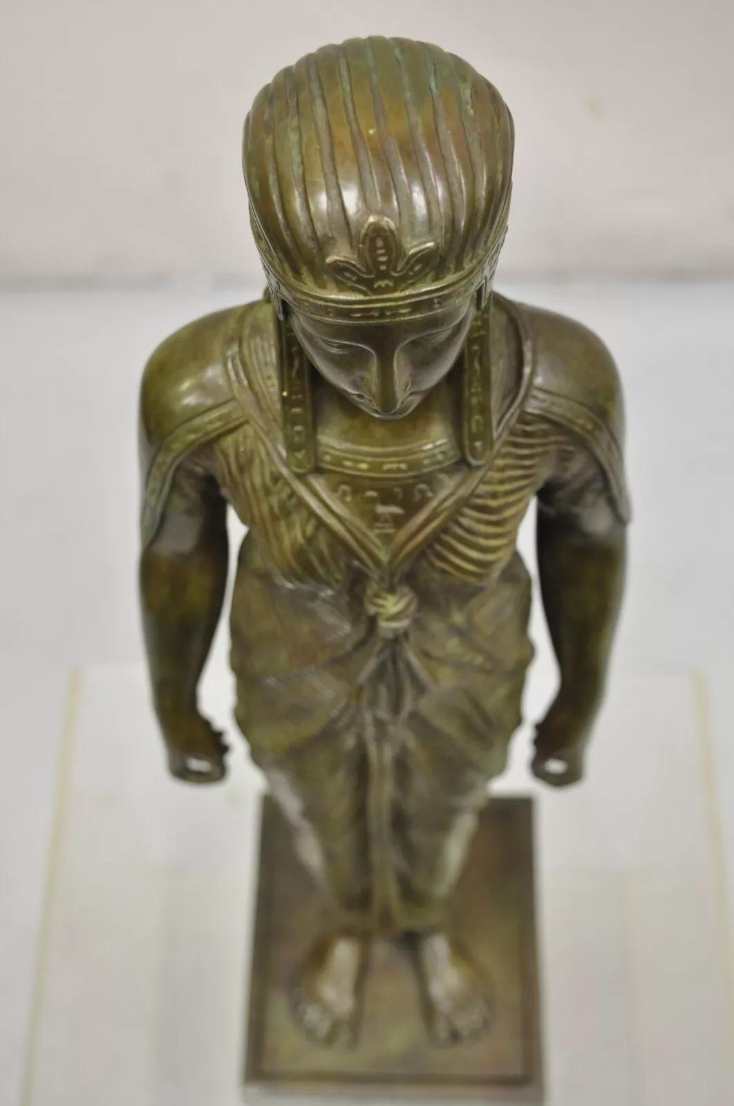 Antique French Neoclassical Egyptian Bronze Woman Figure Statue Sculpture For Sale 8
