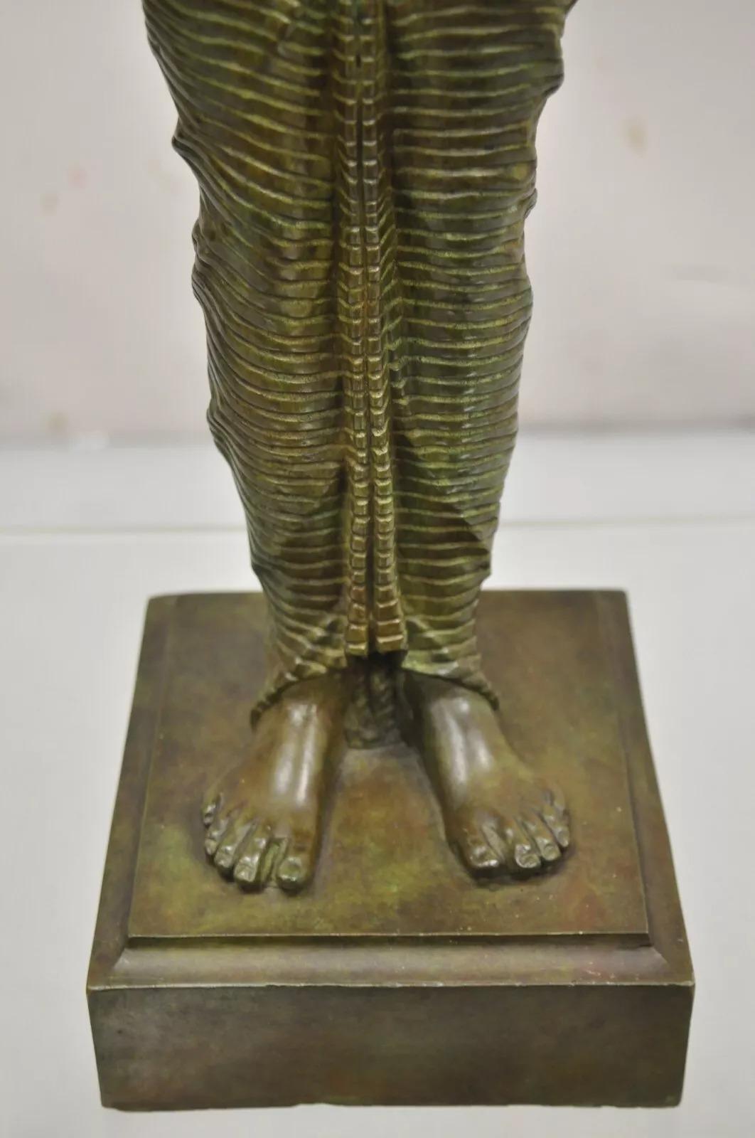 19th Century Antique French Neoclassical Egyptian Bronze Woman Figure Statue Sculpture For Sale