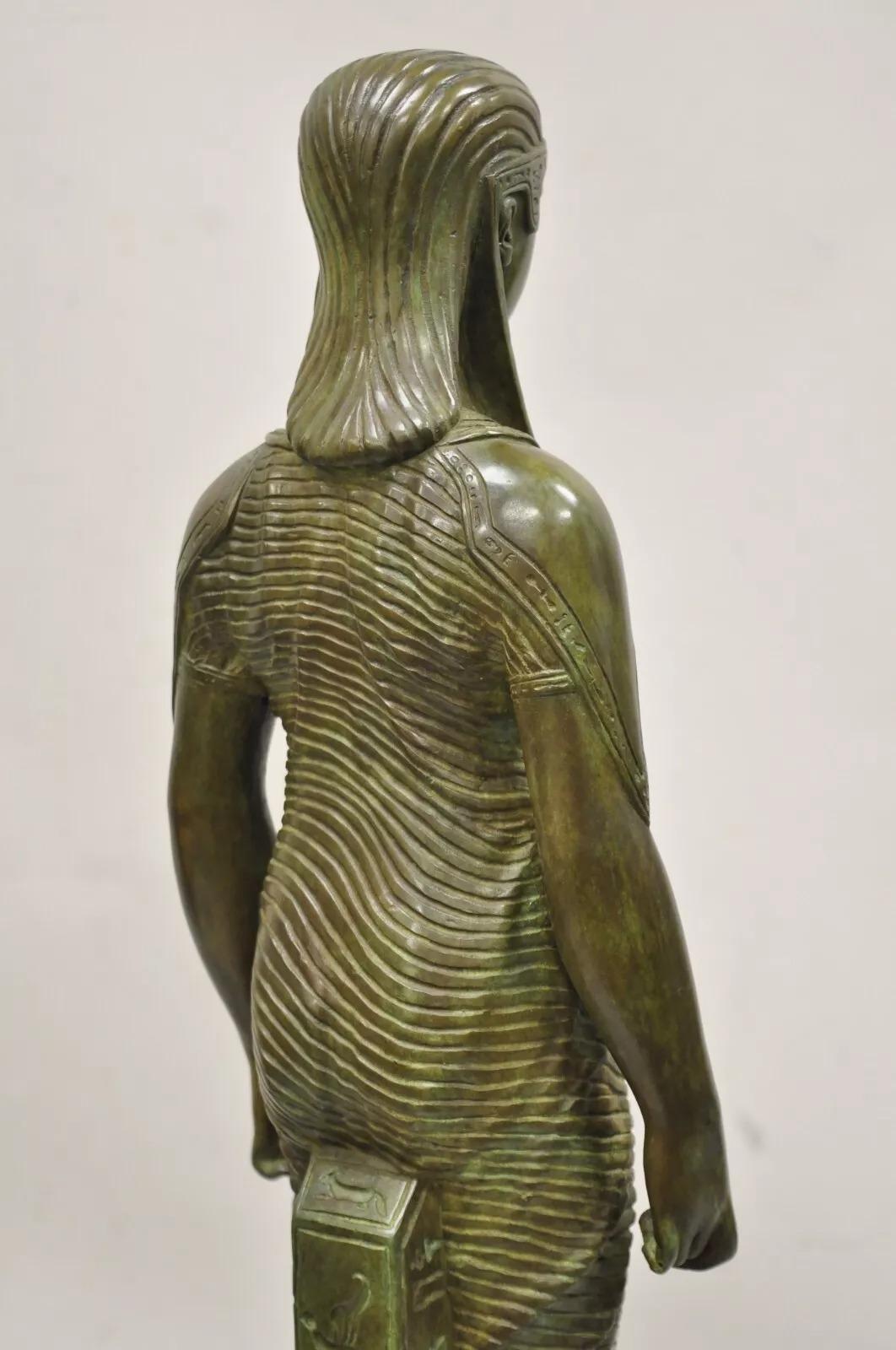 Antique French Neoclassical Egyptian Bronze Woman Figure Statue Sculpture For Sale 1