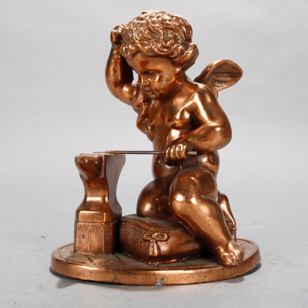 Bronzed Antique French Neoclassical Labors of Cupid Sculpture, Circa 1890