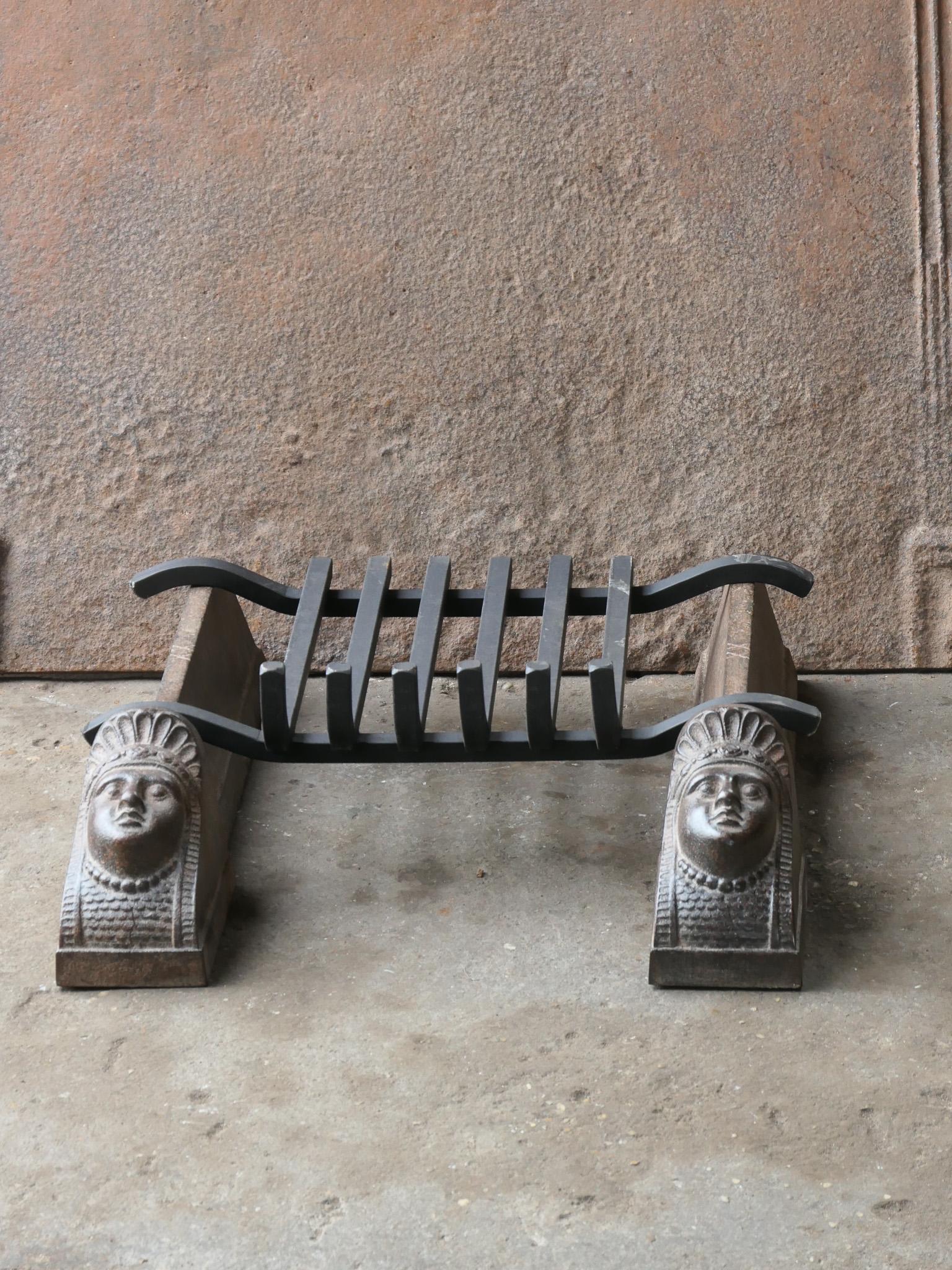 Forged Antique French Neoclassical Fire Basket For Sale
