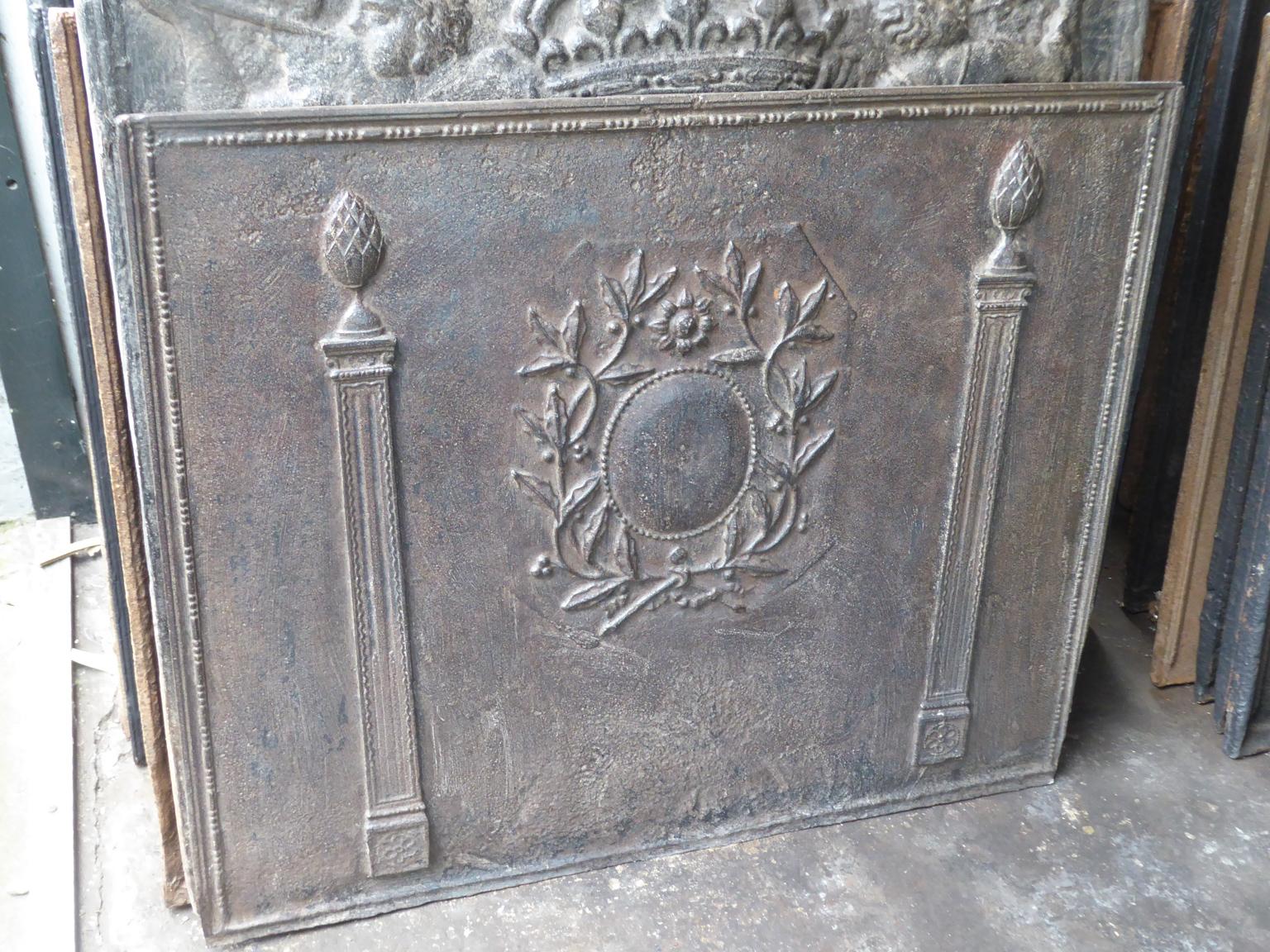 Cast Antique French Neoclassical Fireback, 18th-19th Century