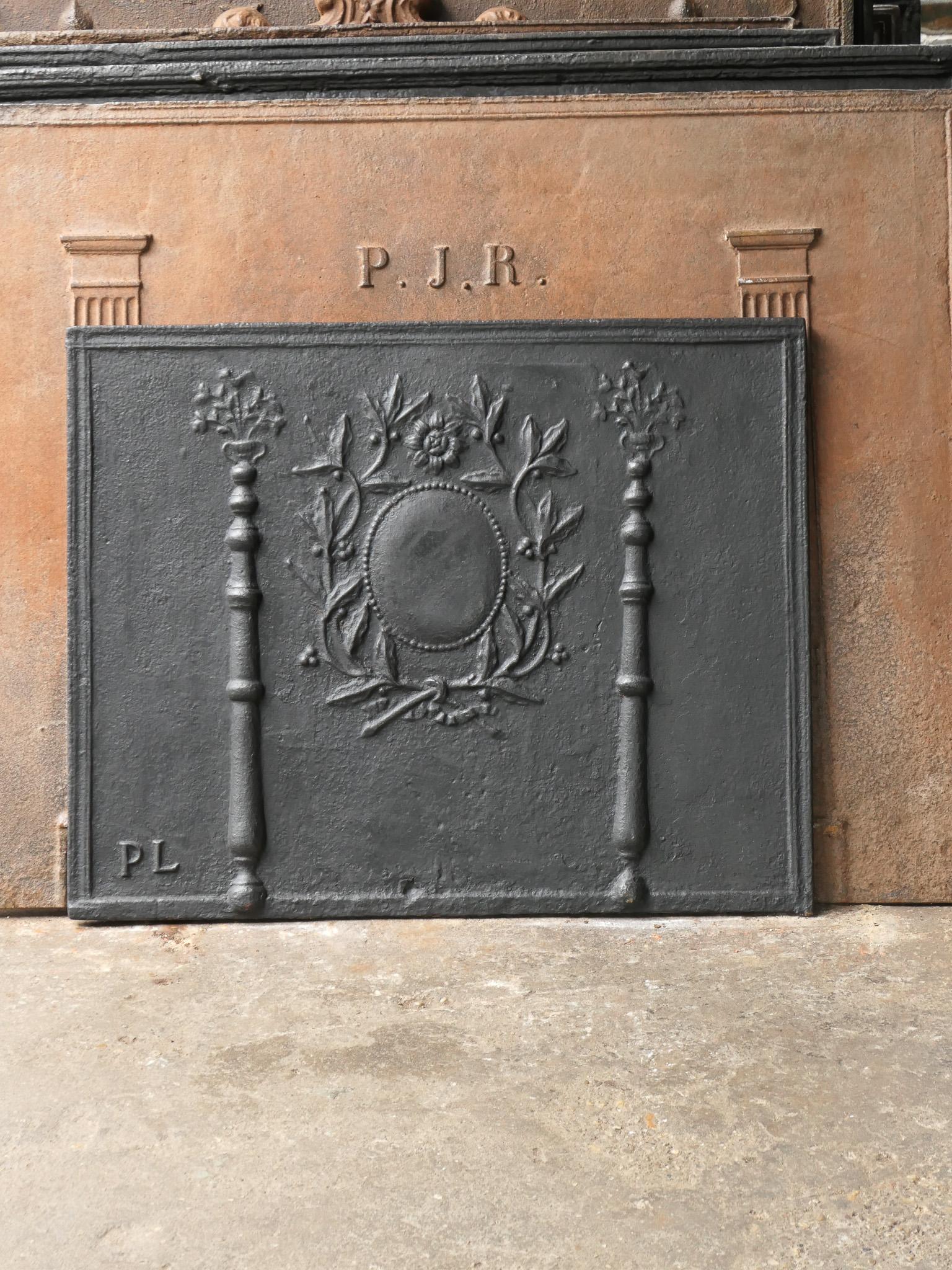 Iron Antique French Neoclassical Fireback / Backsplash, 18th - 19th Century For Sale