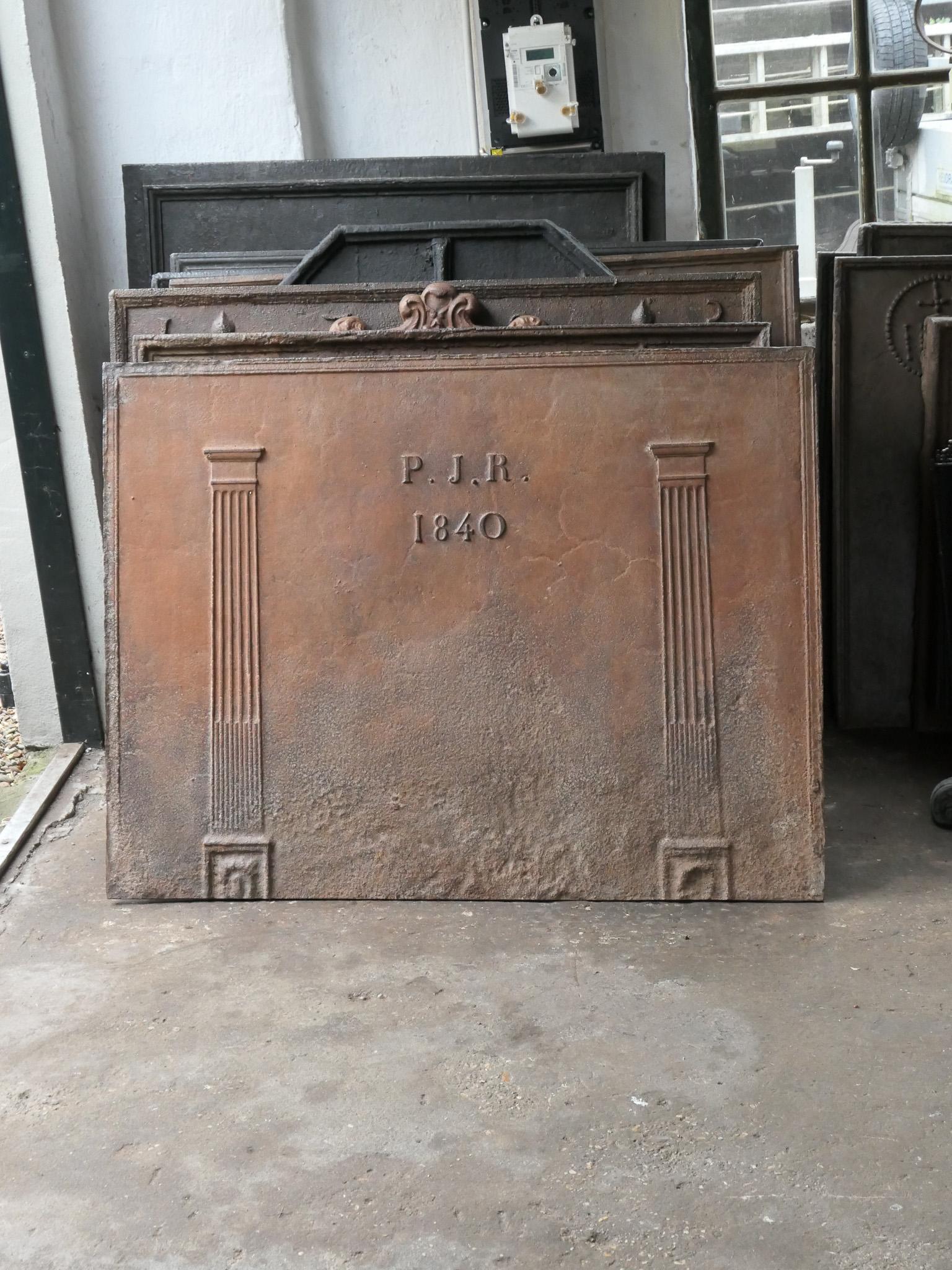 Cast Antique French Neoclassical Fireback / Backsplash, 19th Century For Sale