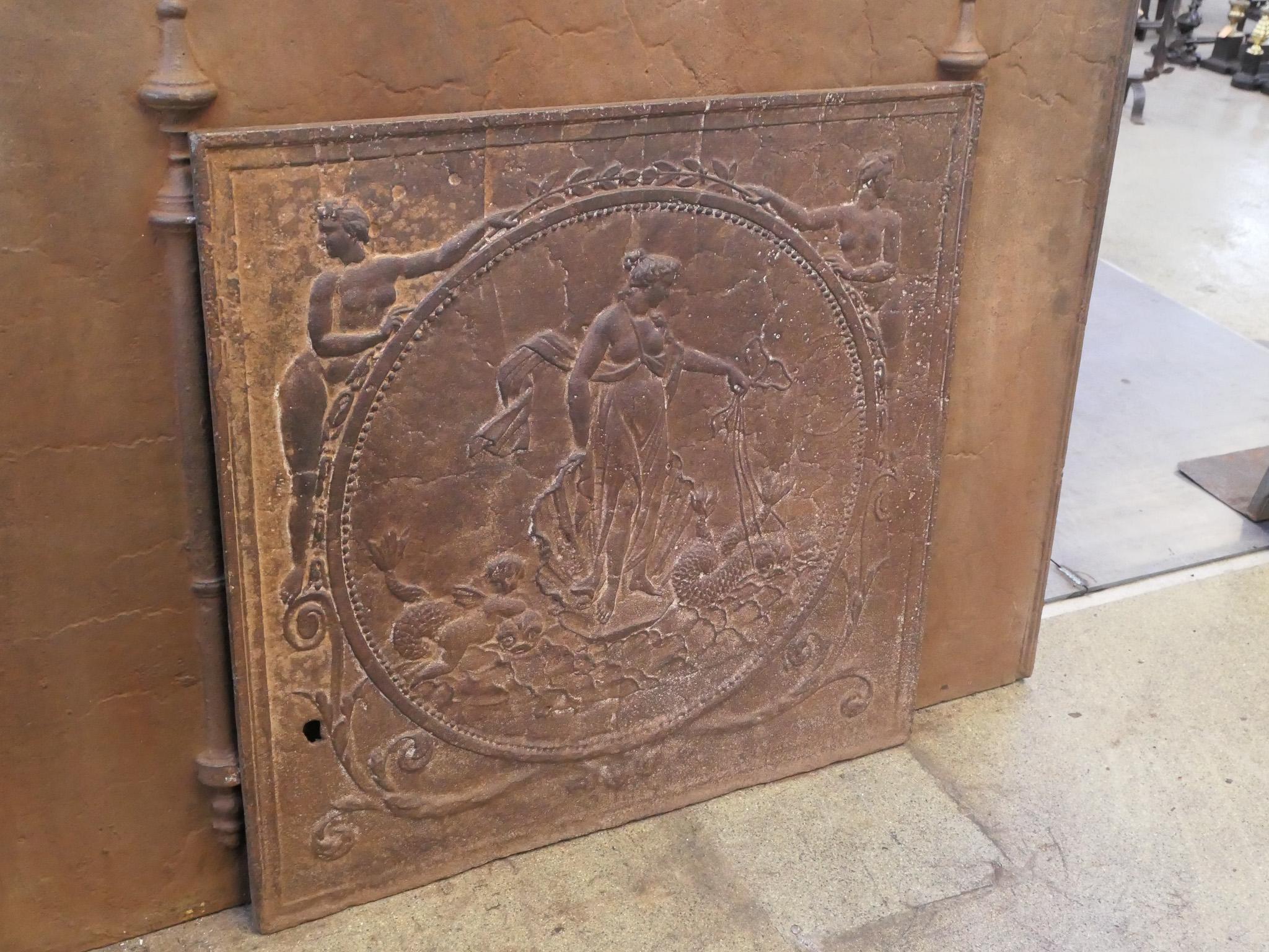 Iron Antique French Neoclassical Fireback / Backsplash 18th/19th C. For Sale