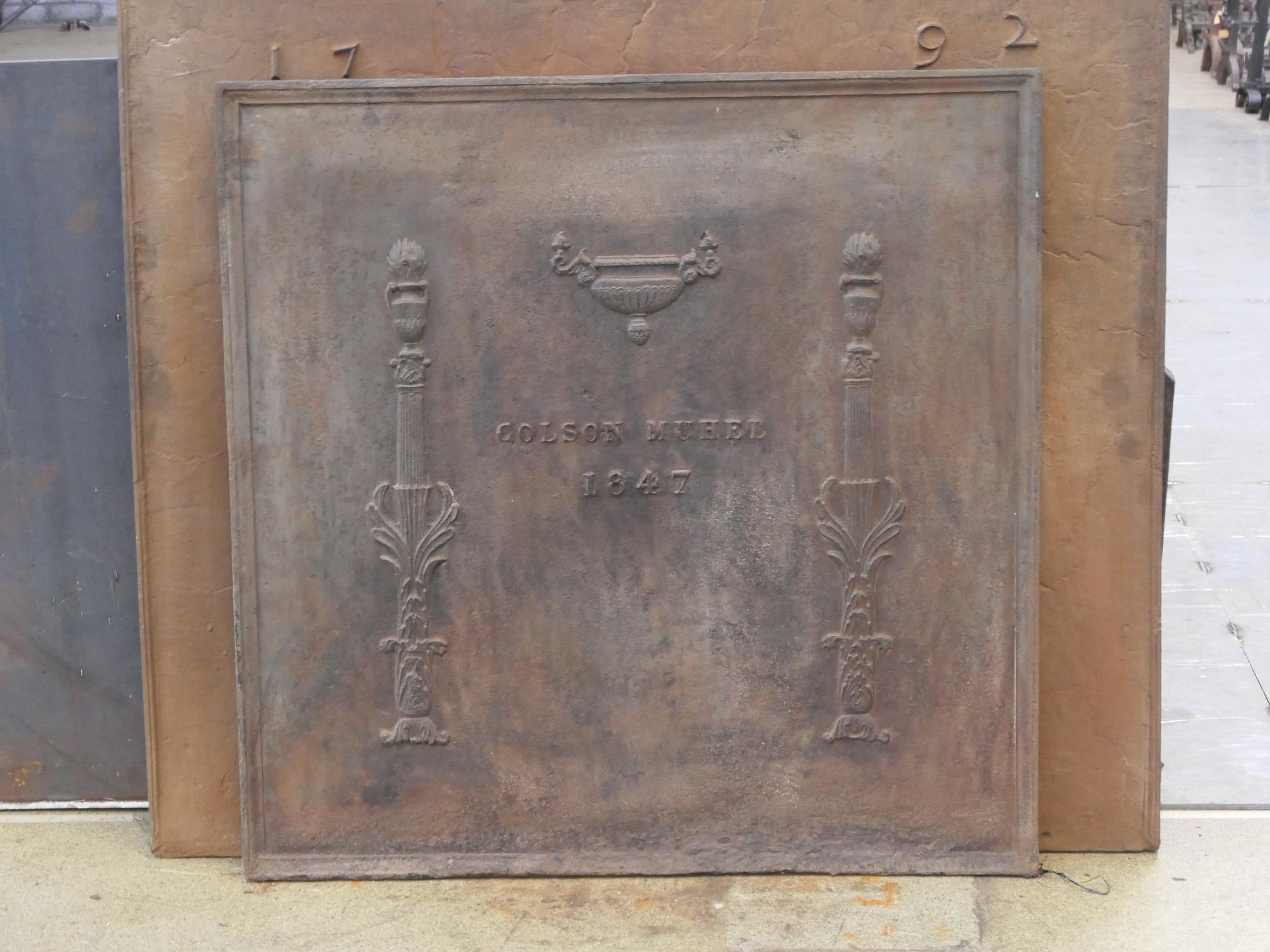 Antique French Neoclassical Fireback / Backsplash, 18th - 19th Century In Good Condition For Sale In Soest, NL