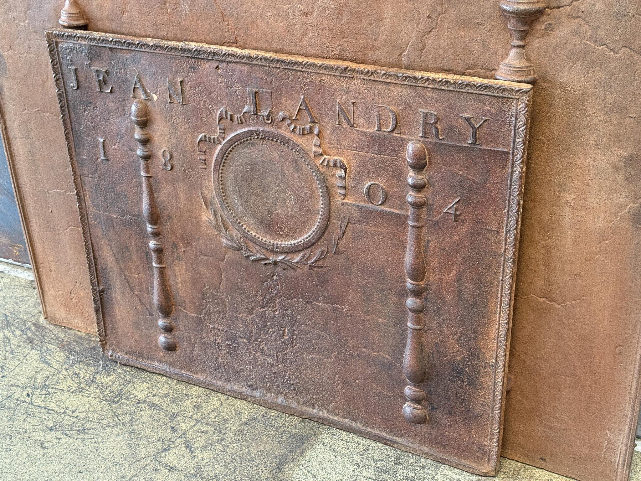 Antique French 'Neoclassical' Fireback / Backsplash, Dated 1804 In Good Condition For Sale In Amerongen, Amerongen
