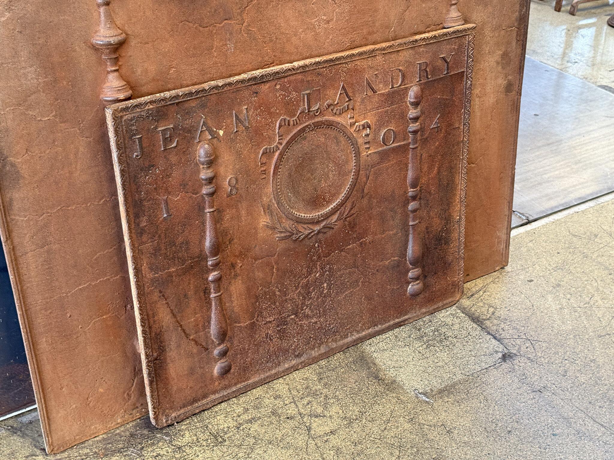 19th Century Antique French 'Neoclassical' Fireback / Backsplash, Dated 1804 For Sale