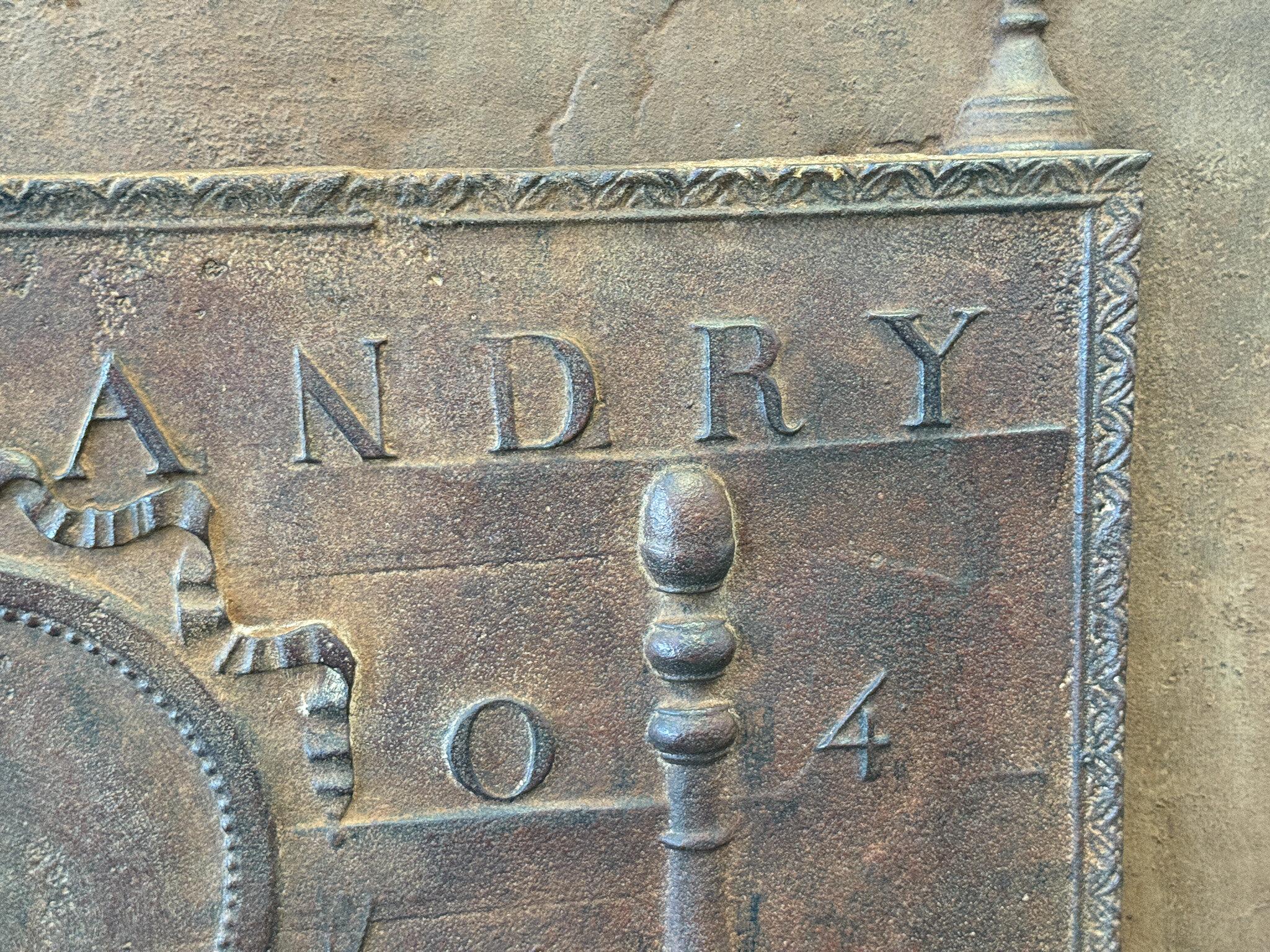 Antique French 'Neoclassical' Fireback / Backsplash, Dated 1804 For Sale 2