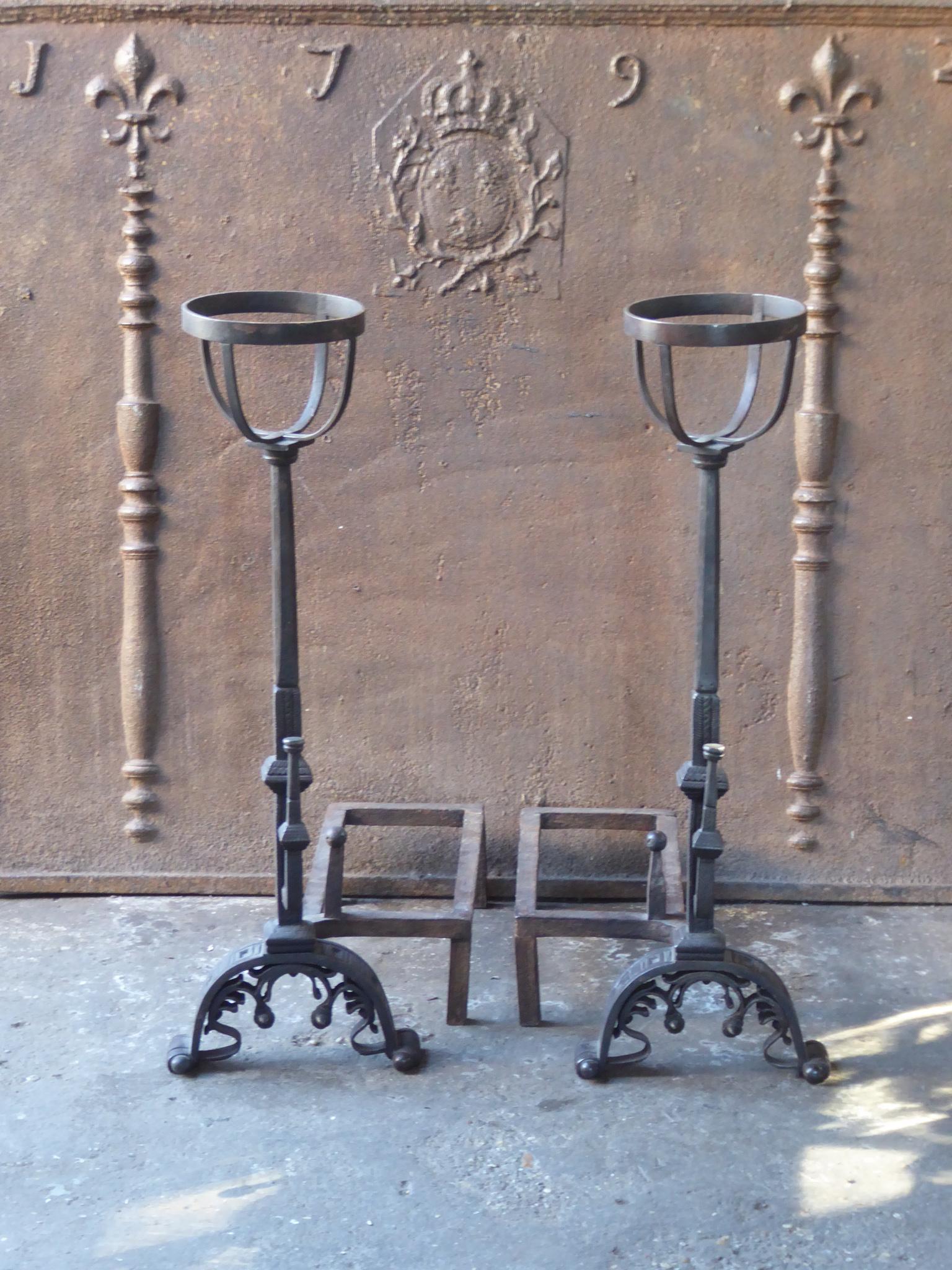 Forged Antique French Neoclassical Fireplace Grate, Fire Grate, 18th-19th Century For Sale